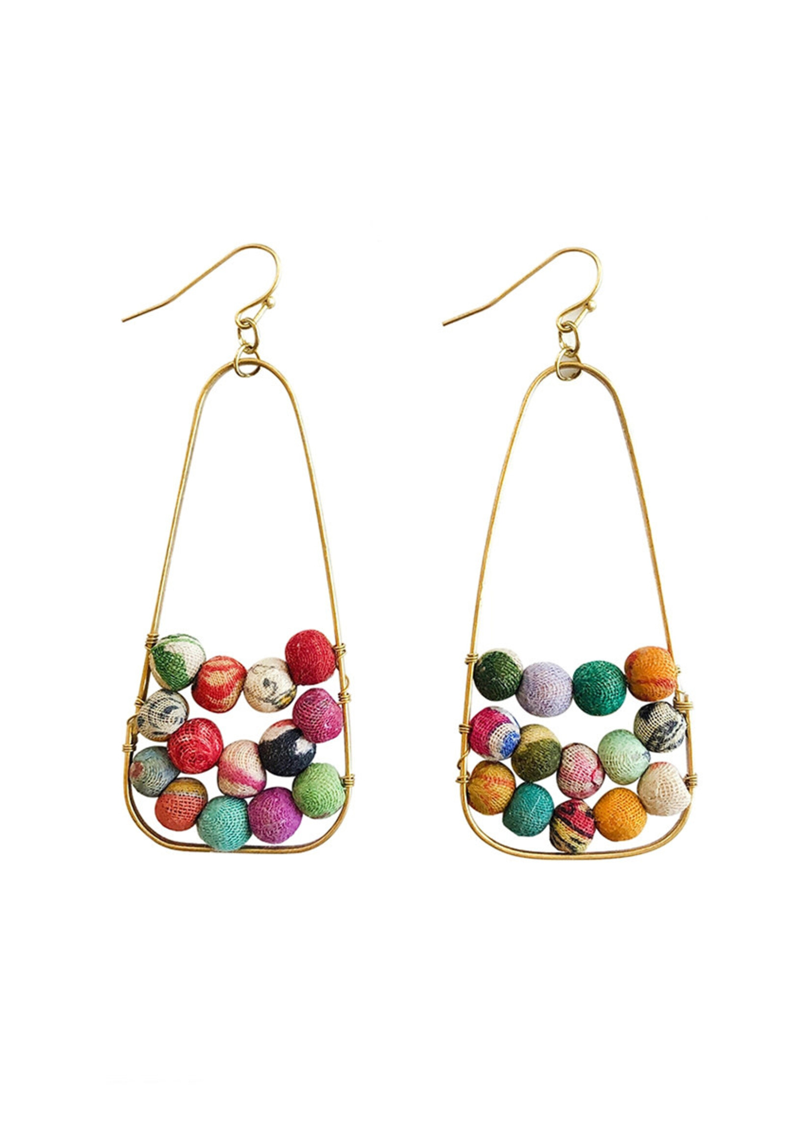 WorldFinds Embedded Kantha Earrings
