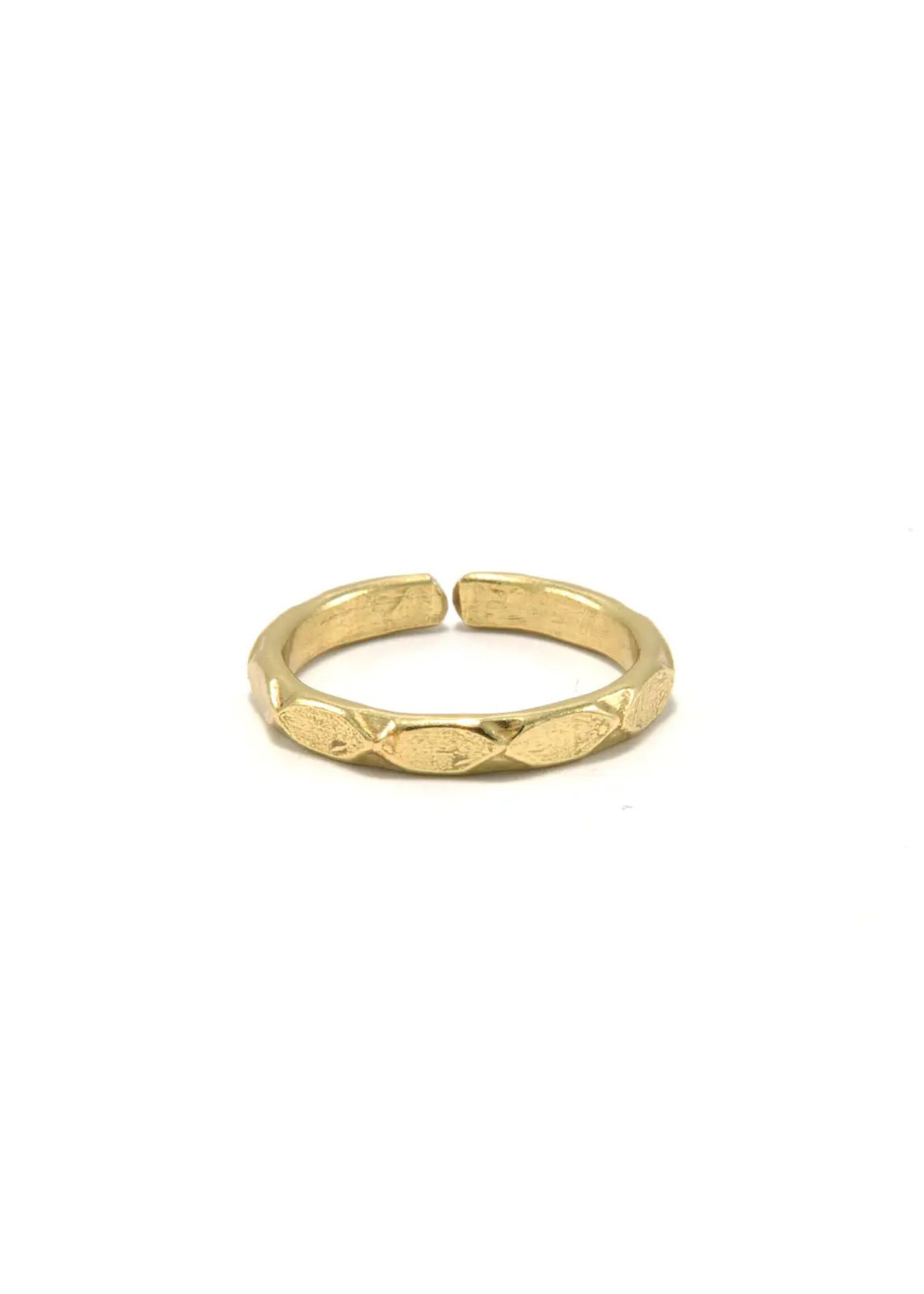 Fair Anita Mutifaceted Adjustable Brass Ring