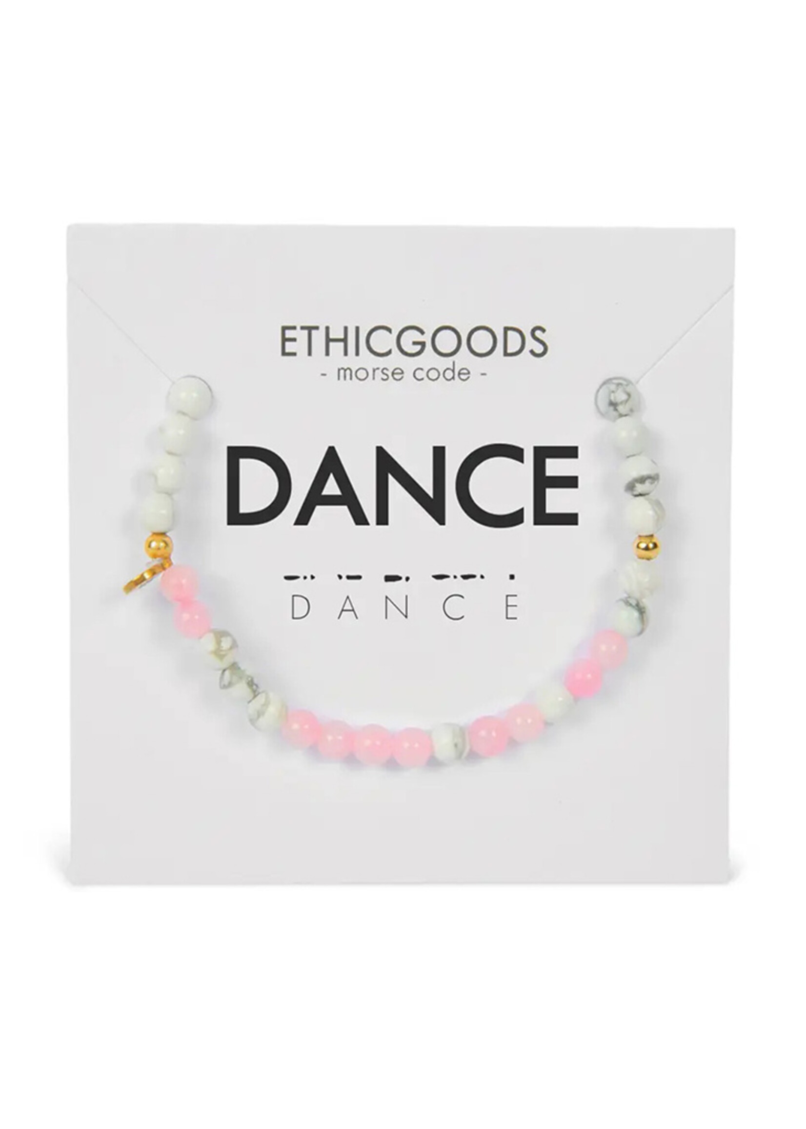 Ethic Goods Morse Code DANCE Bracelet - Rose Quartz & Howlite