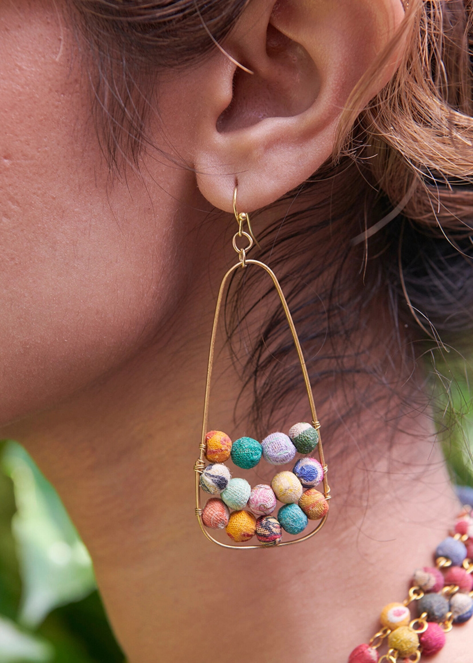 WorldFinds Embedded Kantha Earrings