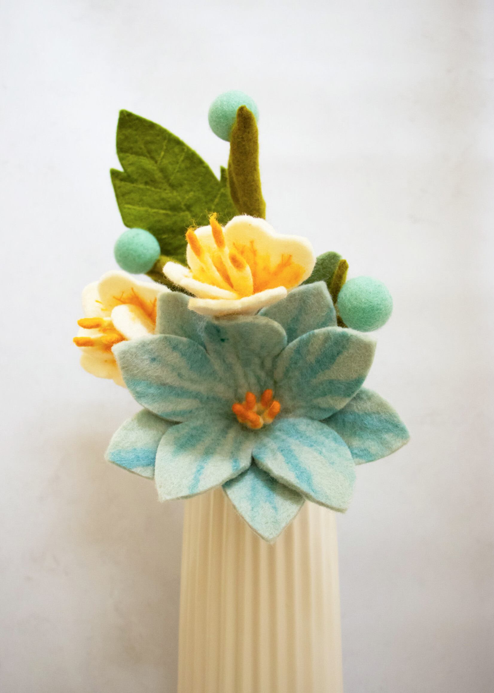 Global Goods Partners Coastal Blues Felt Flower Bouquet
