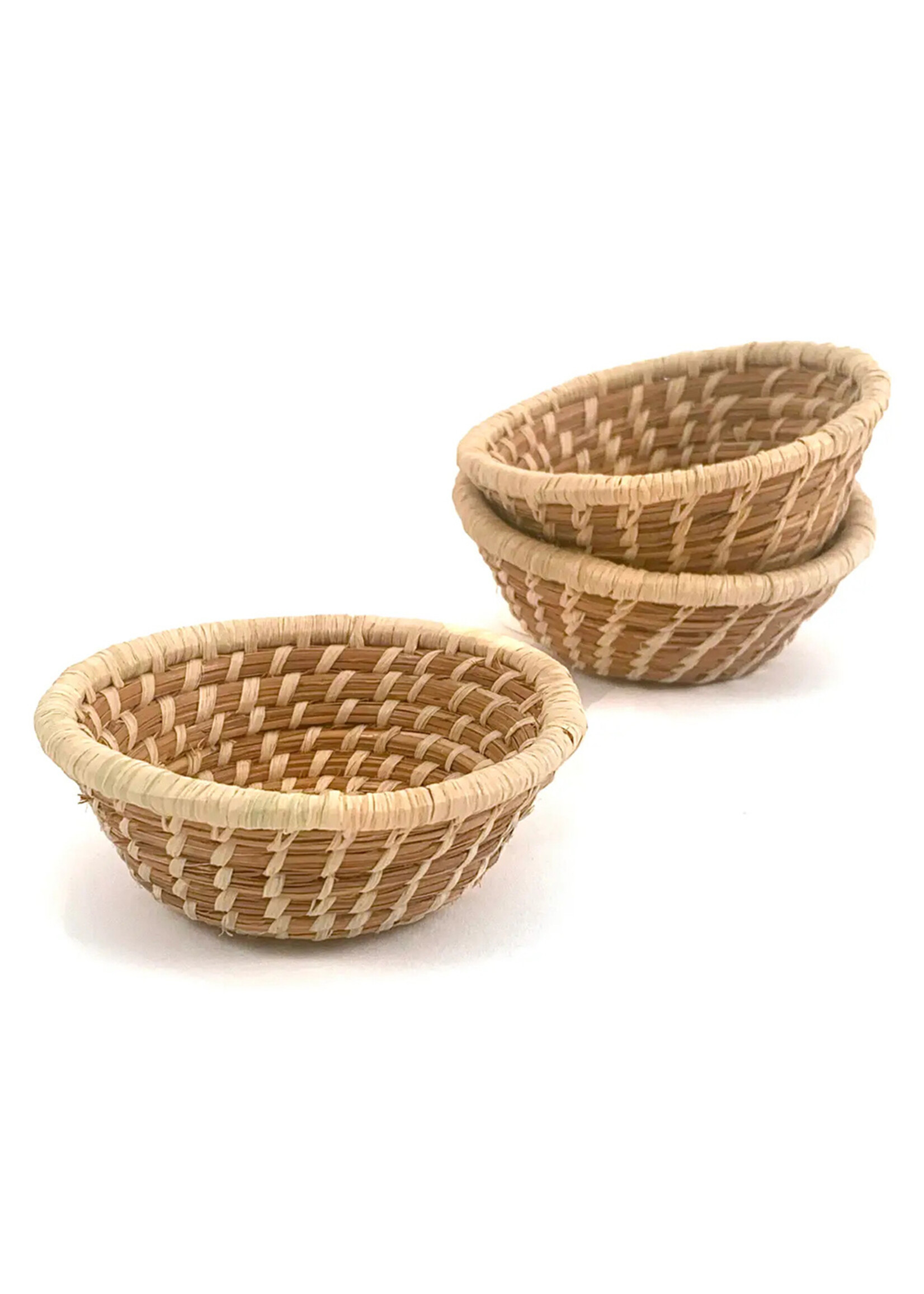 Mayan Hands 3" Mini Pine Needle with Rim Basket