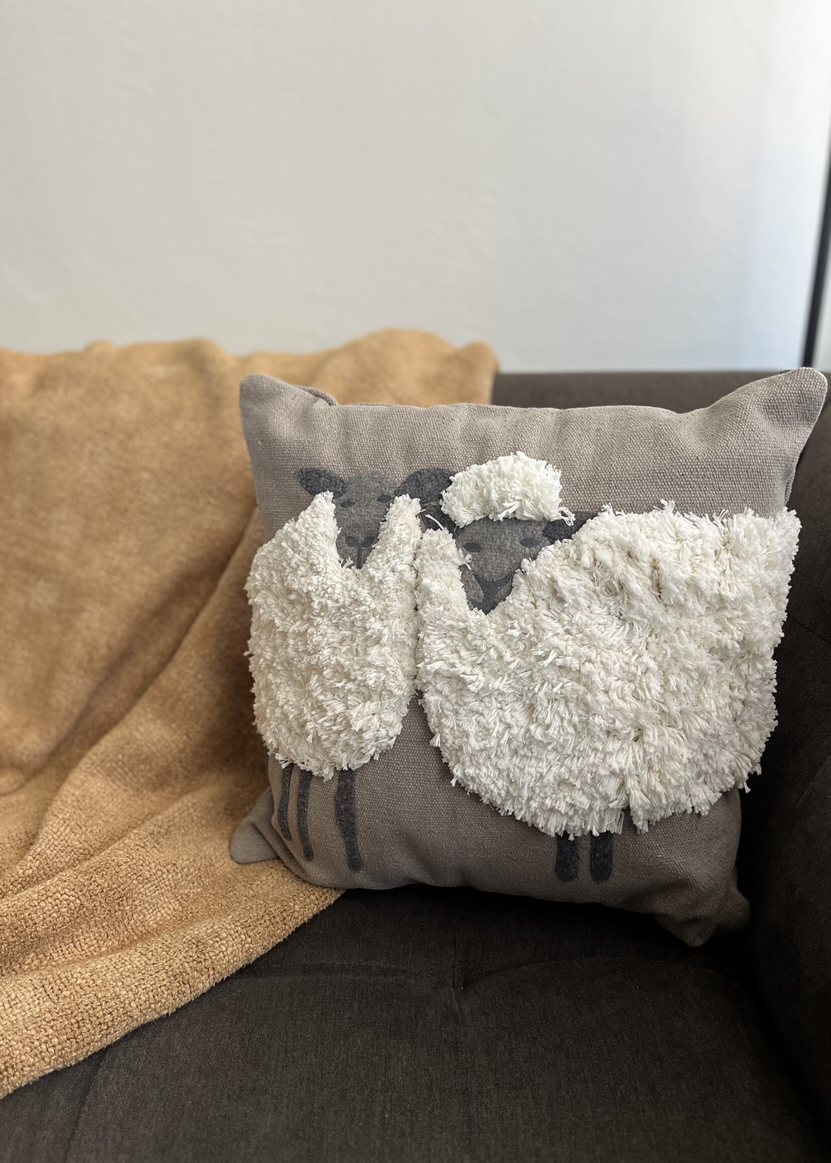 Natural Habitat 16" Sheep Duo Pillow - Grey