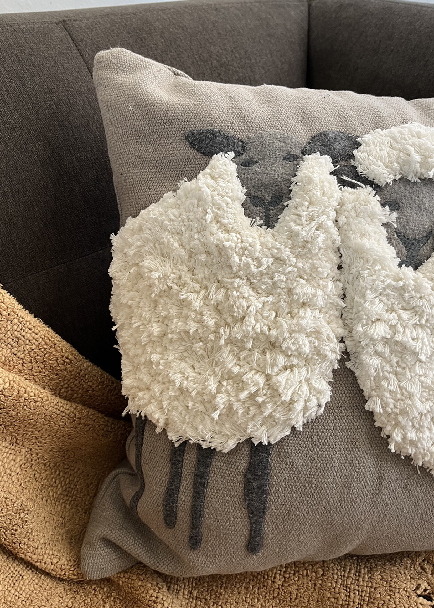 Natural Habitat 16" Sheep Duo Pillow - Grey