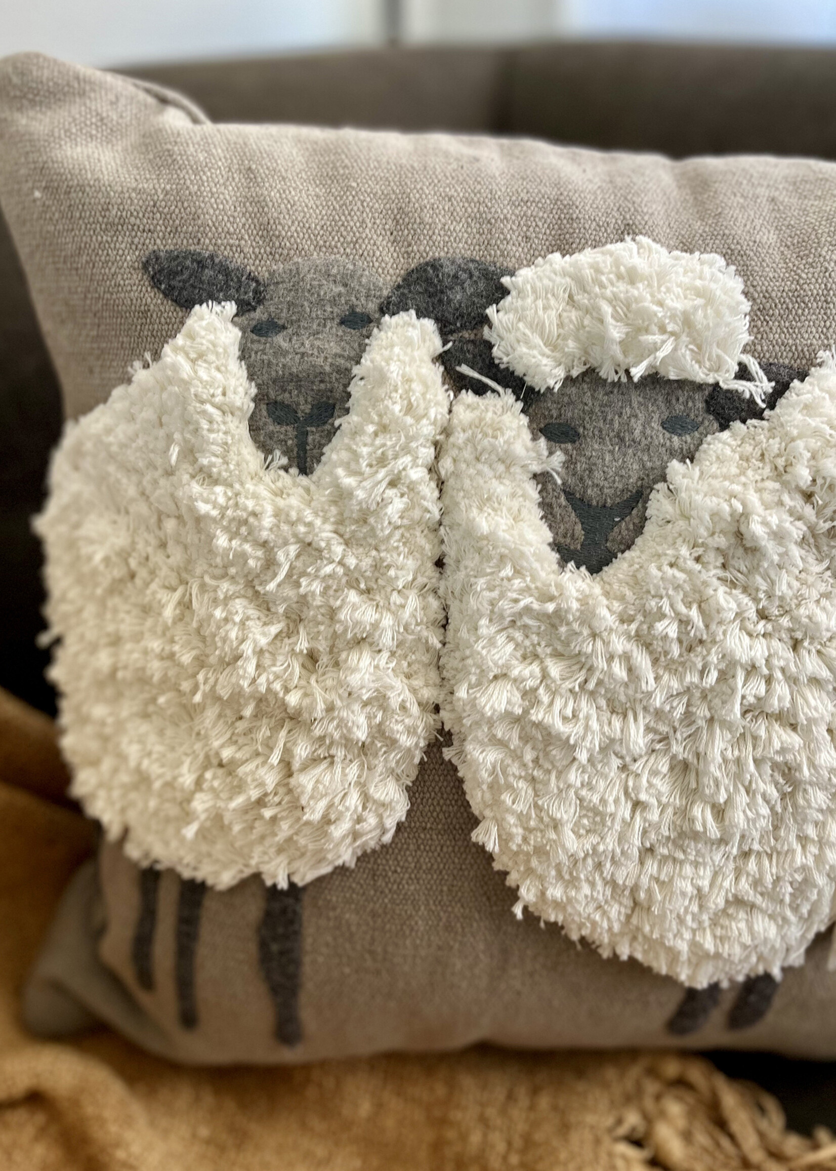 Natural Habitat 16" Sheep Duo Pillow - Grey