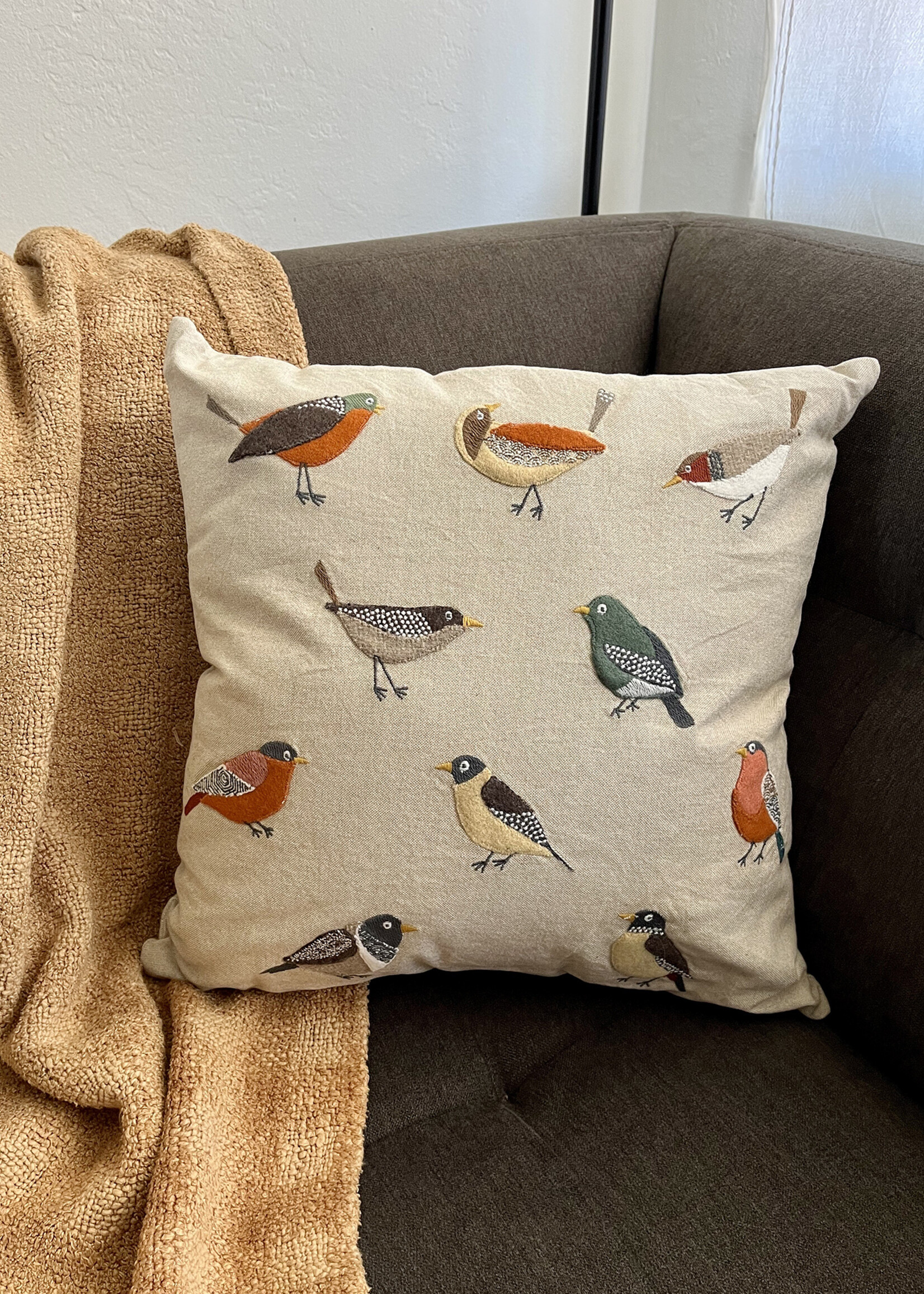 Natural Habitat 16" Ten Birds Throw Pillow