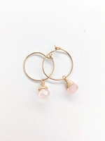 Forai Rose Quartz Charm Mini Hoops Earrings