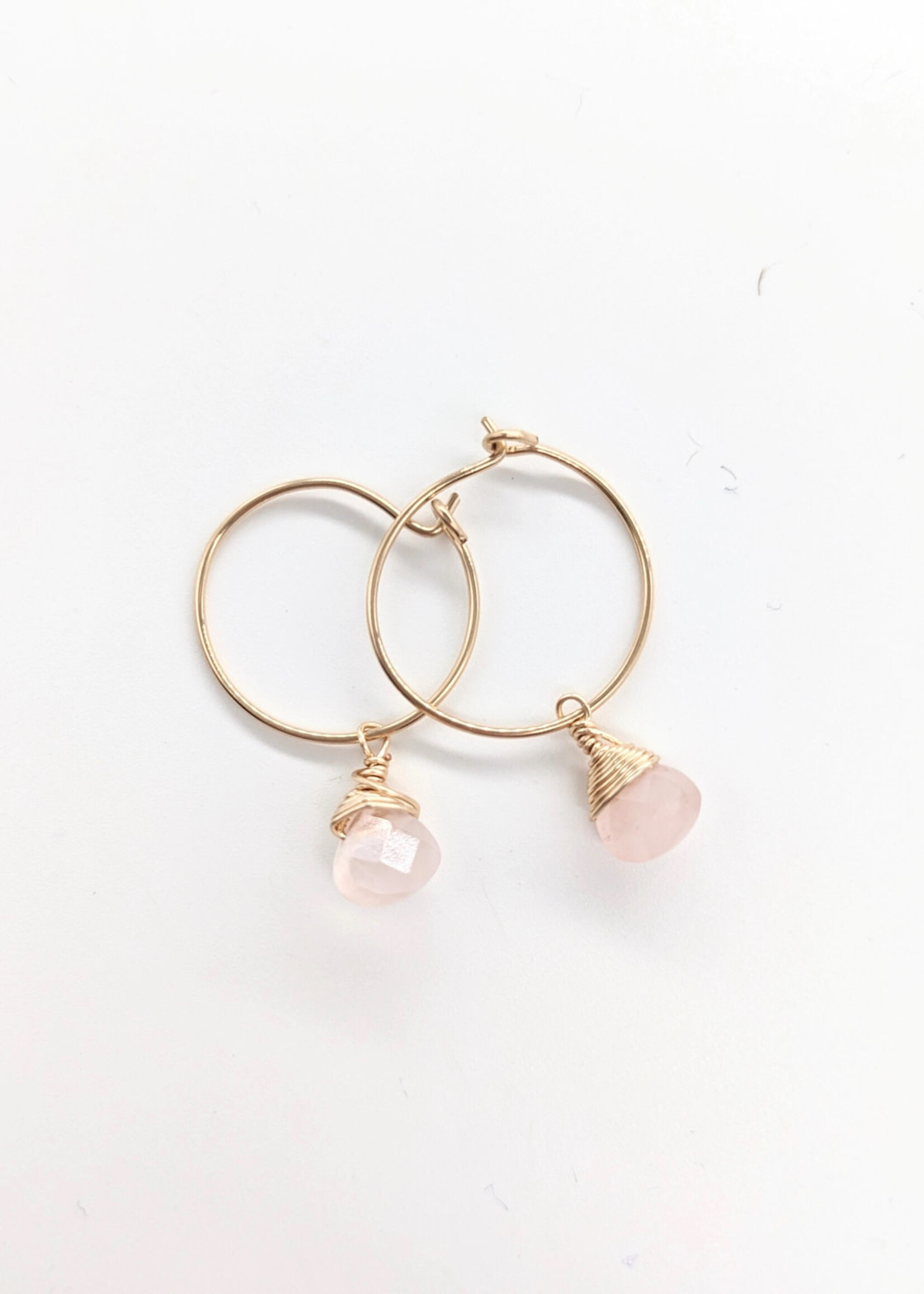 Forai Rose Quartz Charm Mini Hoops Earrings