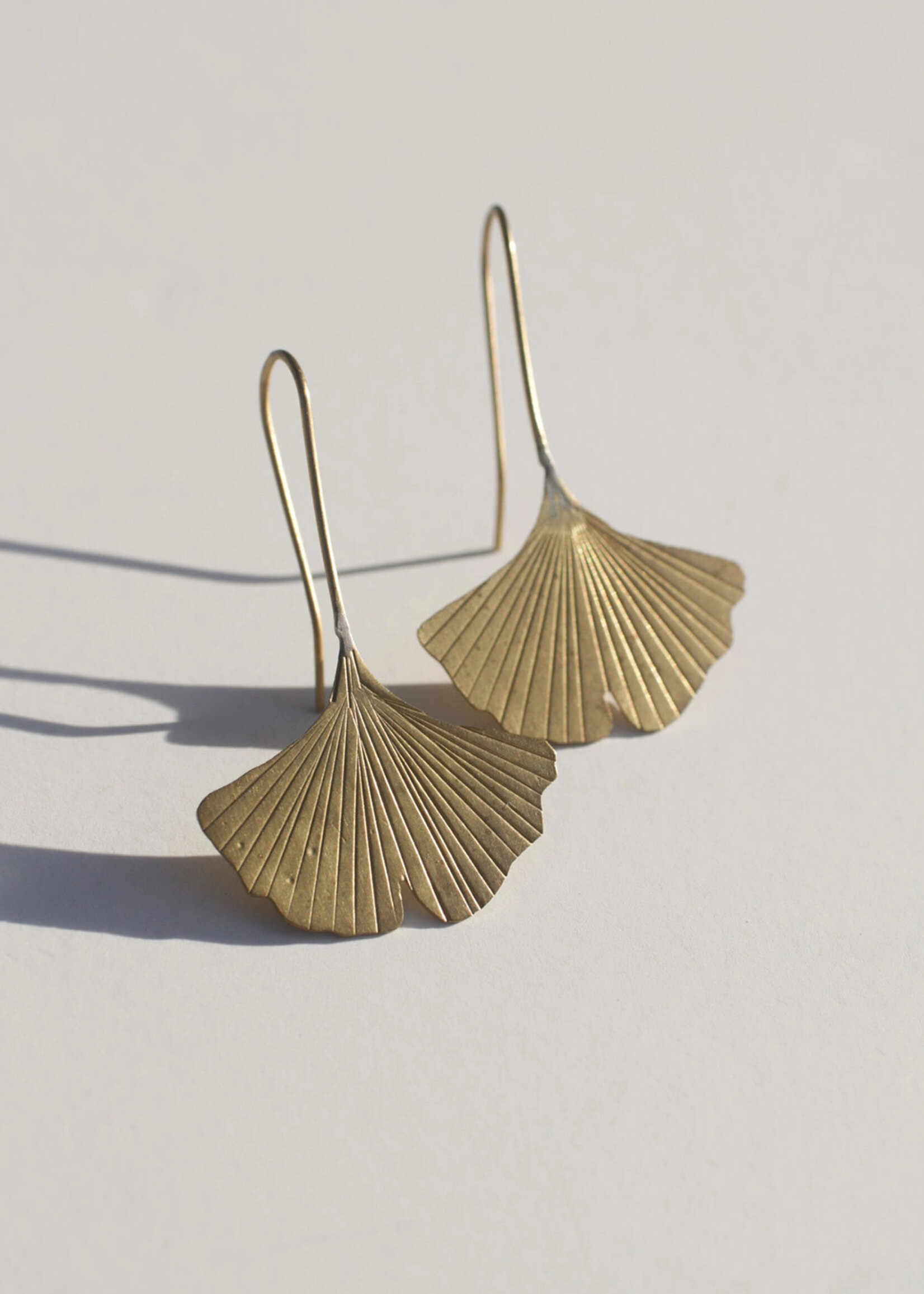 Rover & Kin Ginkgo Leaf Brass Earrings