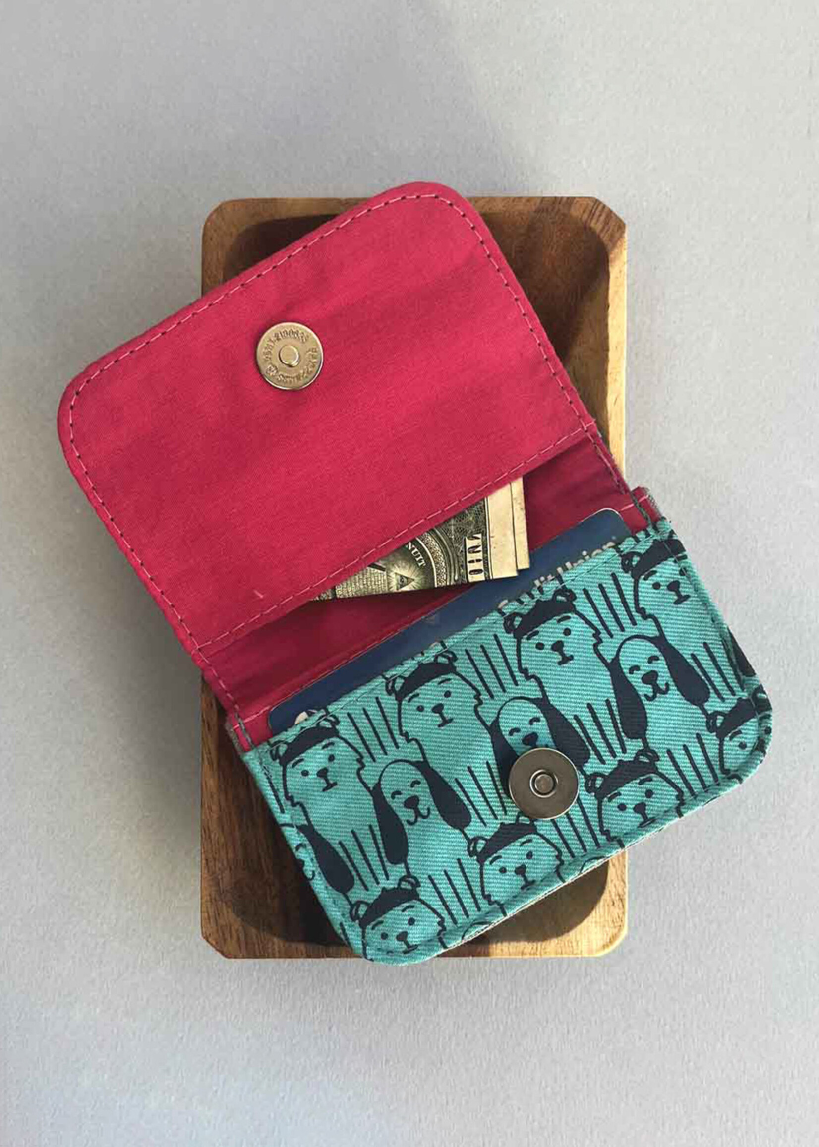 Malia Designs Dog Print Cotton Canvas Cardholder Wallet