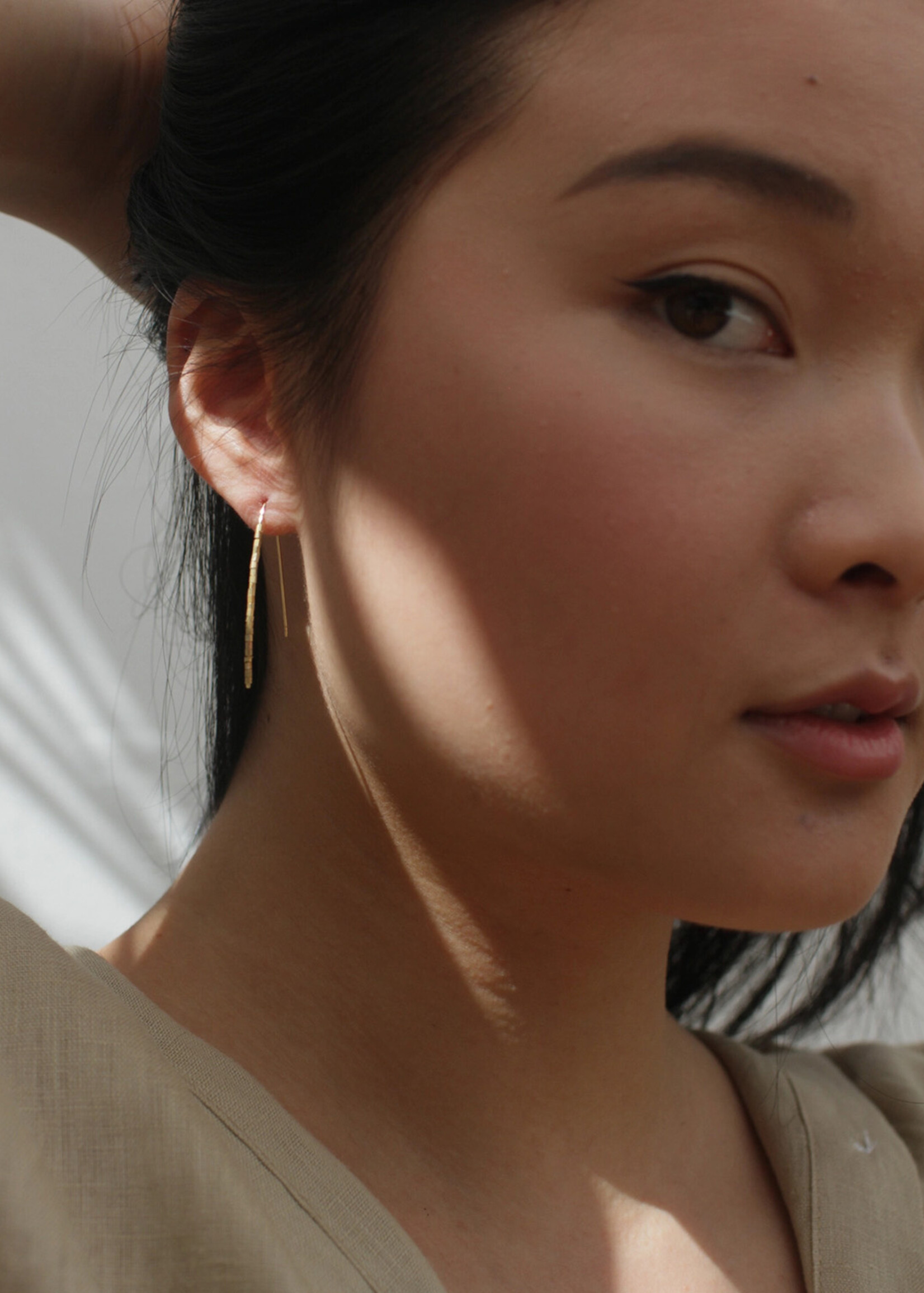 Rover & Kin Gold Beaded Threader Brass Earrings