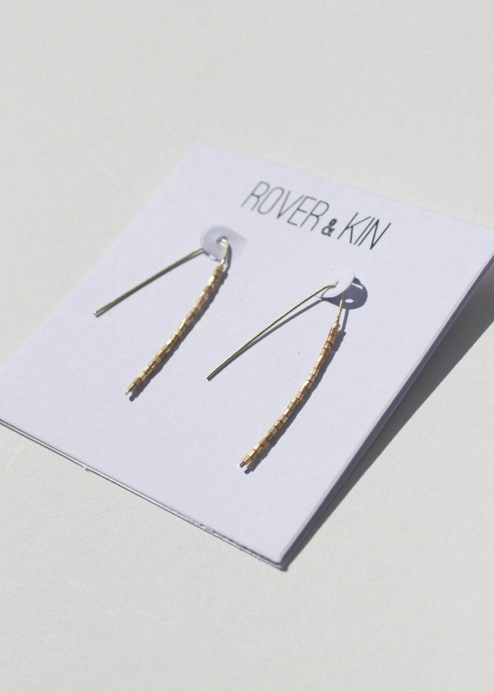 Rover & Kin Gold Beaded Threader Brass Earrings