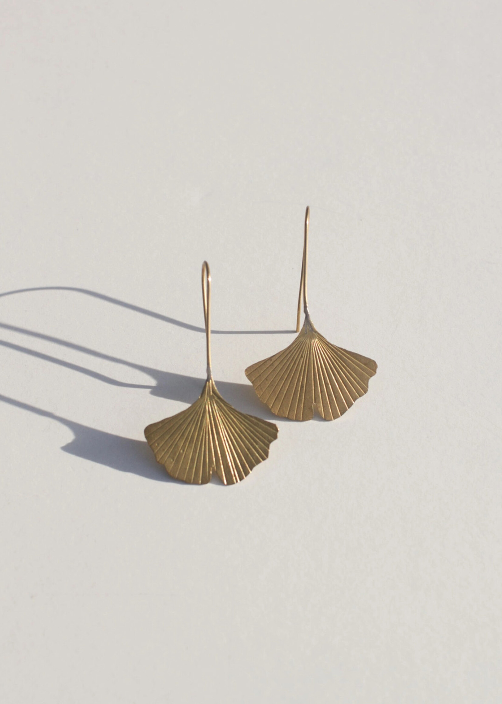 Rover & Kin Ginkgo Leaf Brass Earrings