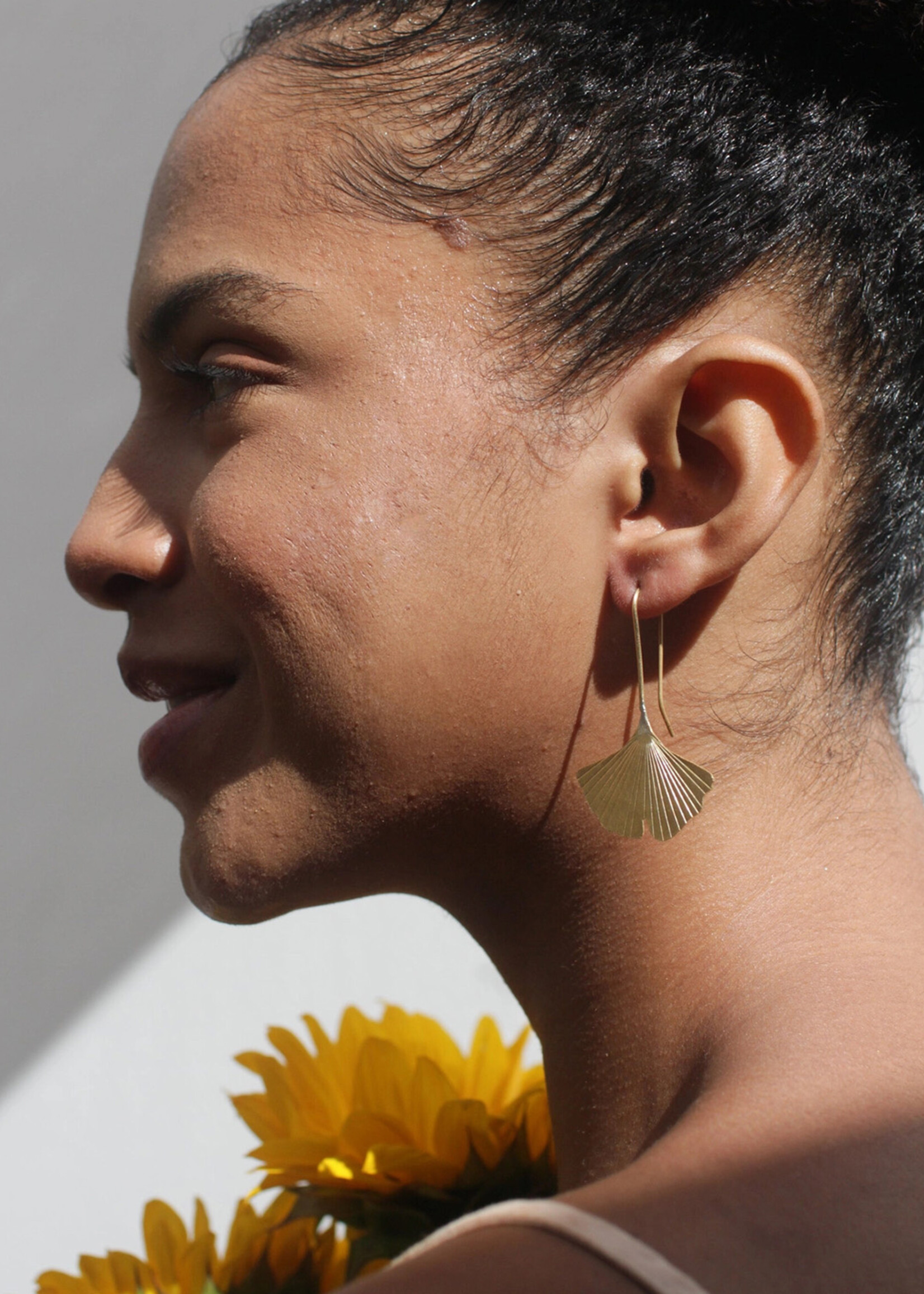 Rover & Kin Ginkgo Leaf Brass Earrings