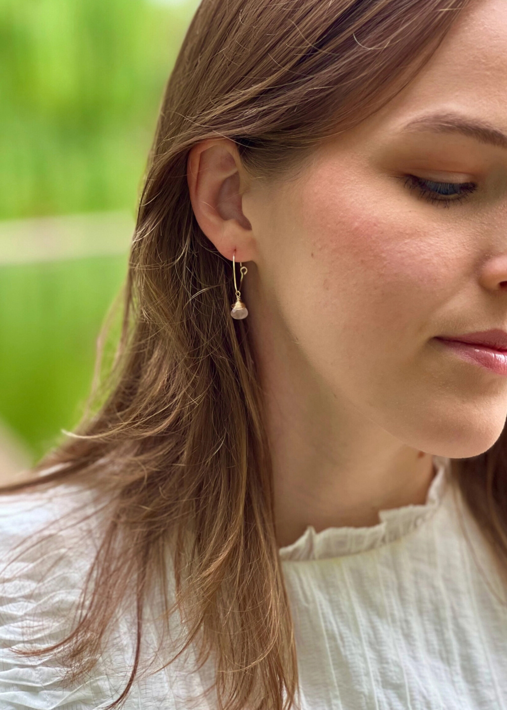 Forai Rose Quartz Charm Mini Hoops Earrings