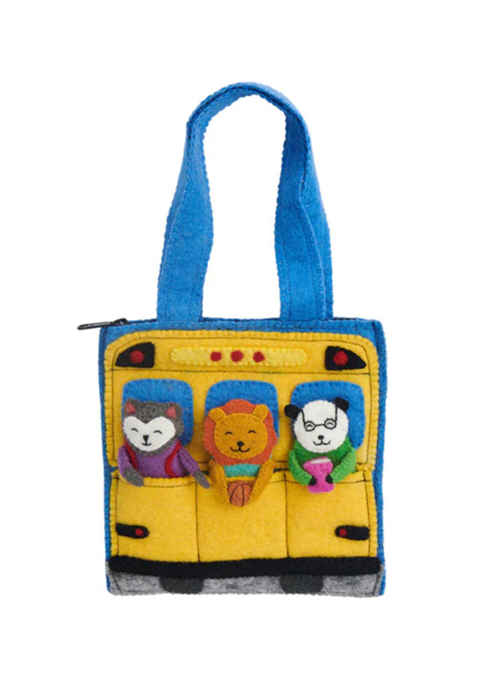Global Goods Partners School Bus Felt Puppet Bag