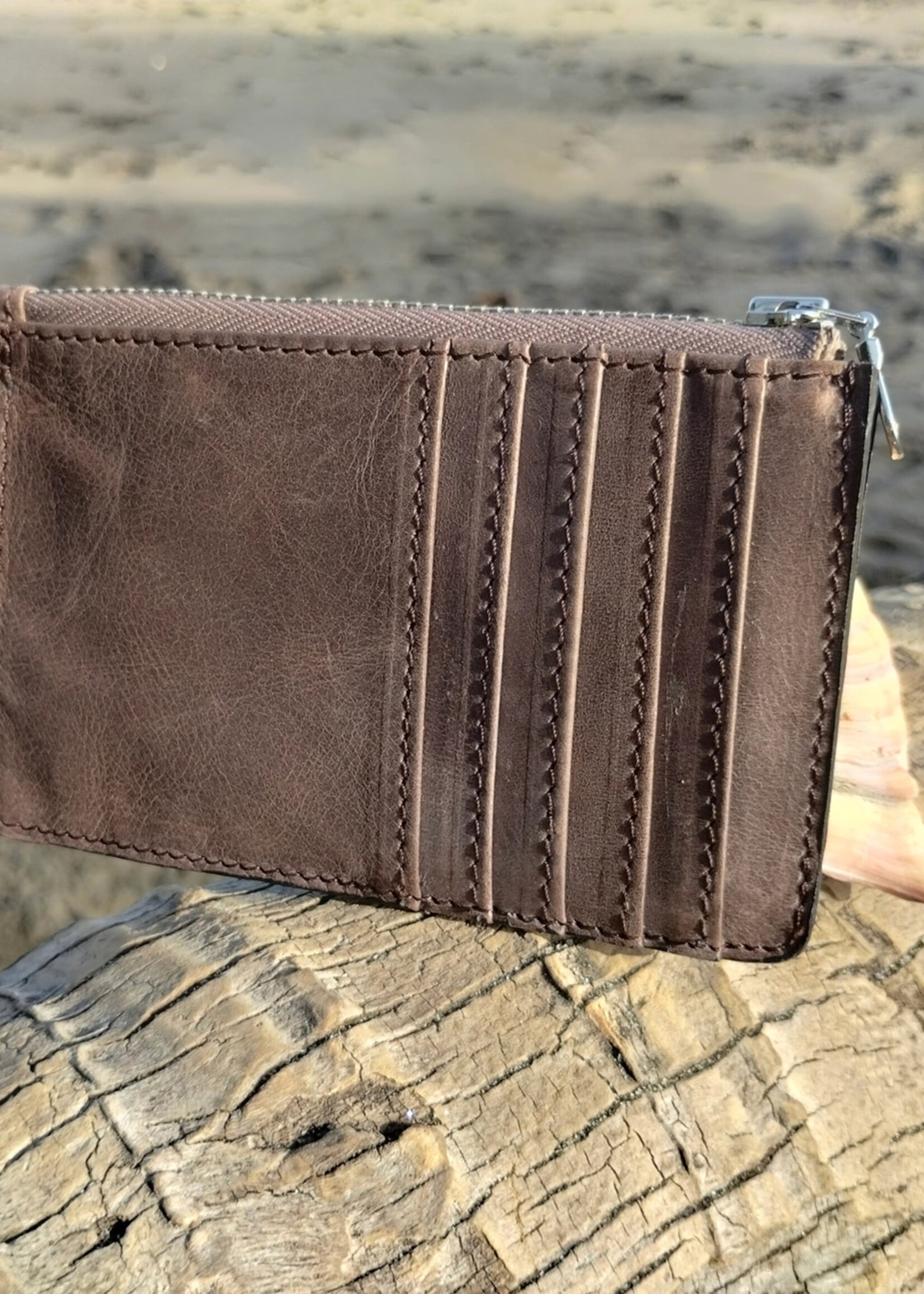 Twin Engine Zipper Wallet - Mocha Brown