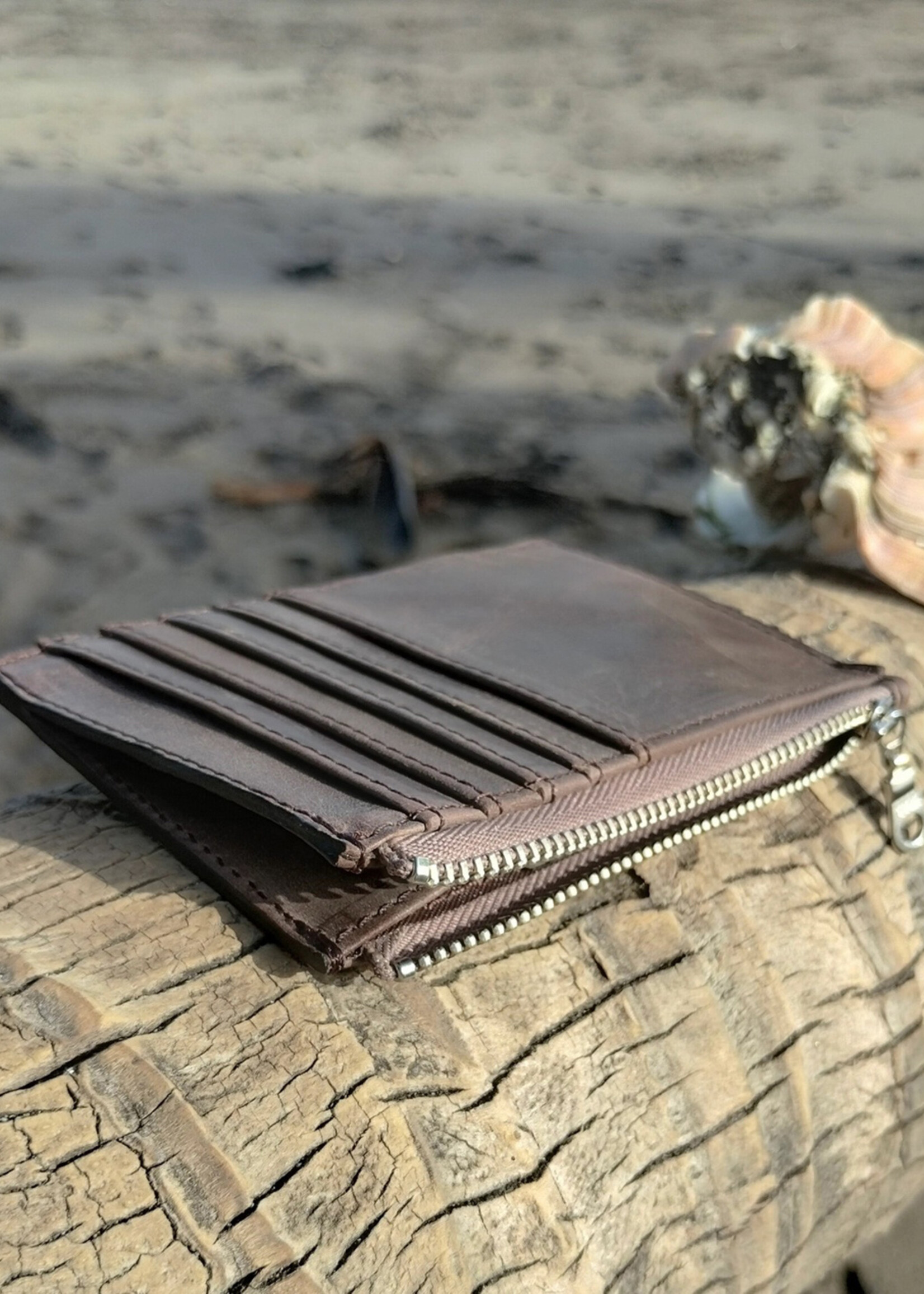 Twin Engine Zipper Wallet - Mocha Brown