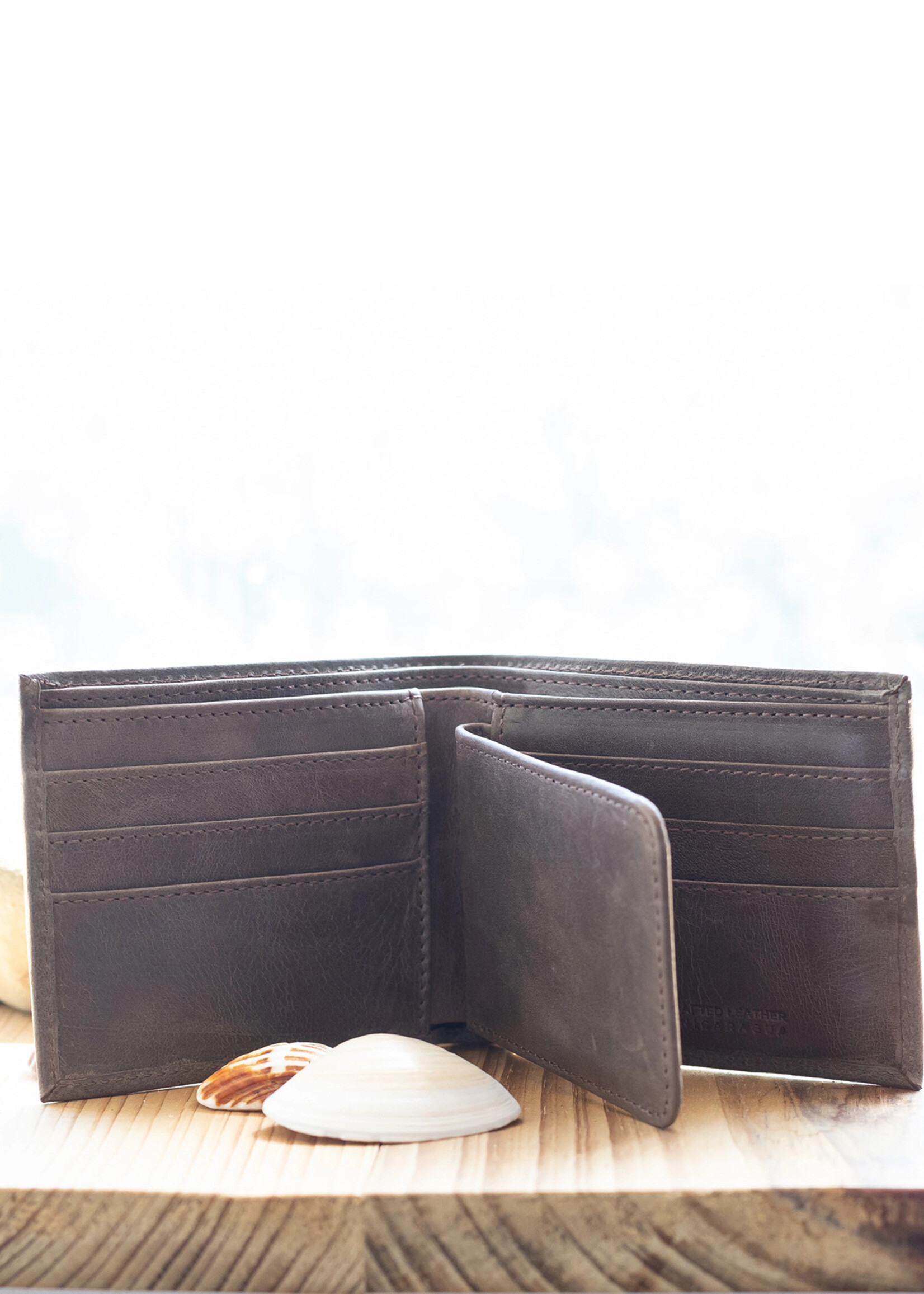 Twin Engine Leather Bi-Fold Wallet - Mocha