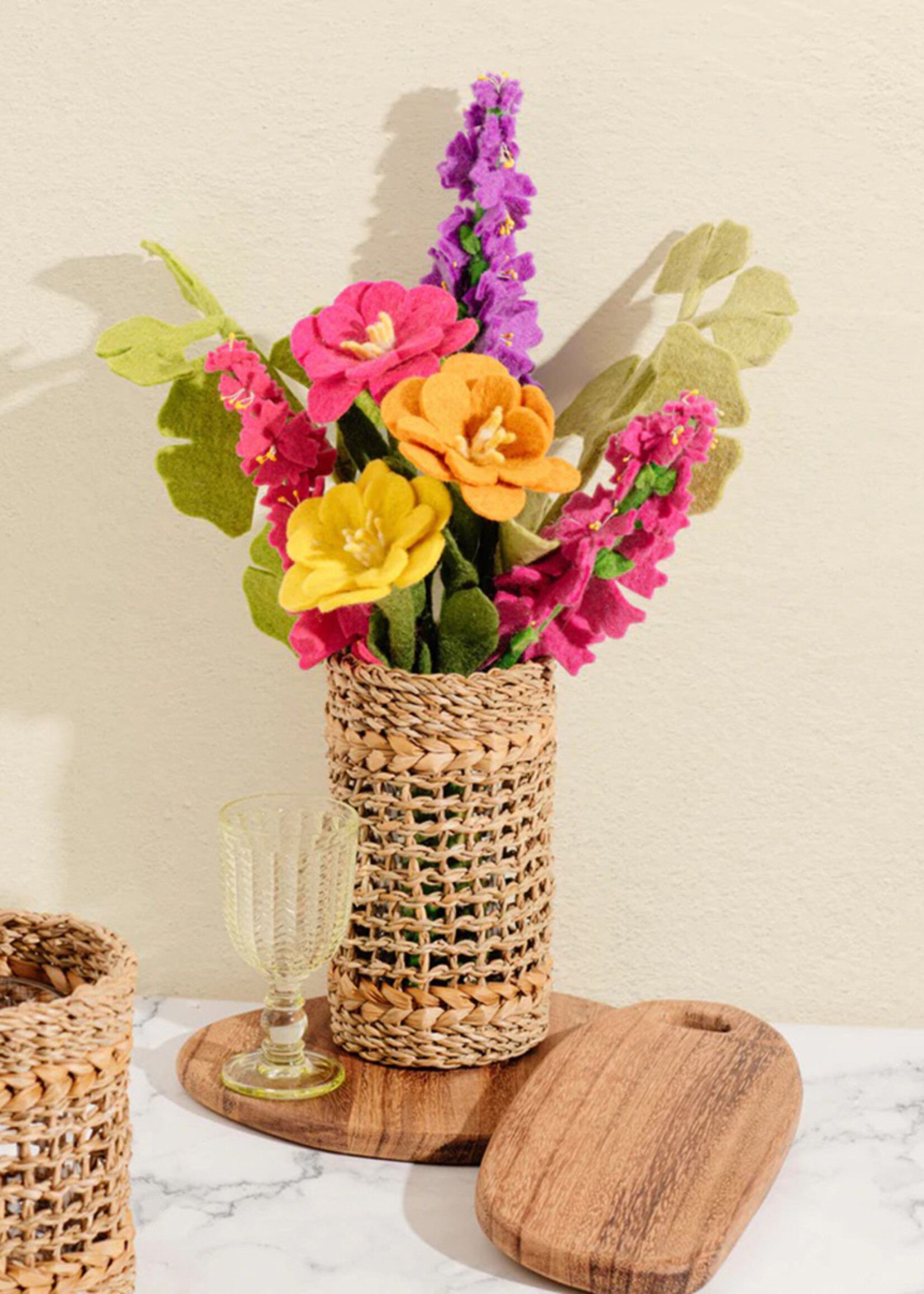 Global Goods Partners FINAL SALE - Hot Pink Crepe Myrtle Felt Flower