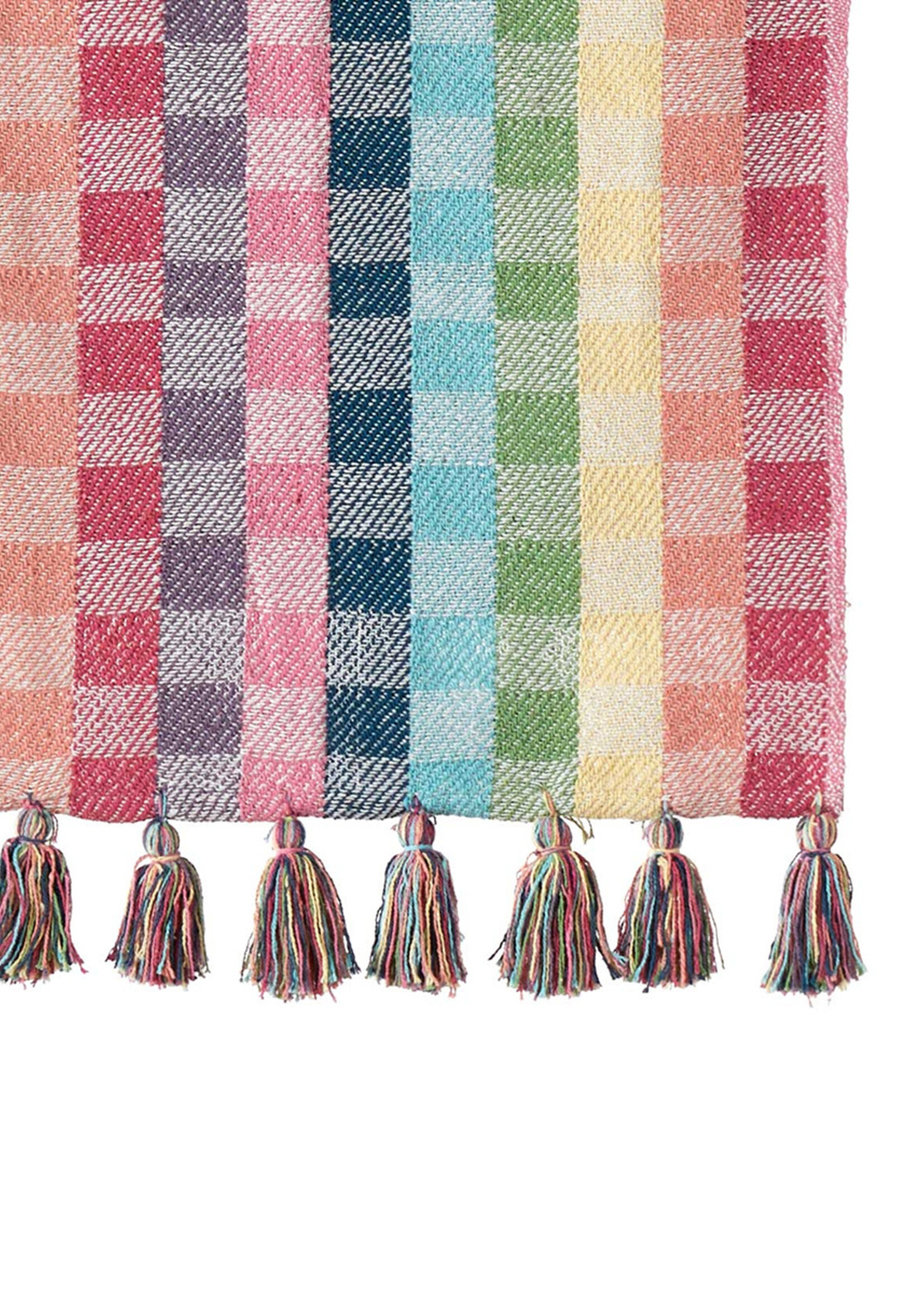 SERRV Rainbow Gingham Rethread Throw Blanket