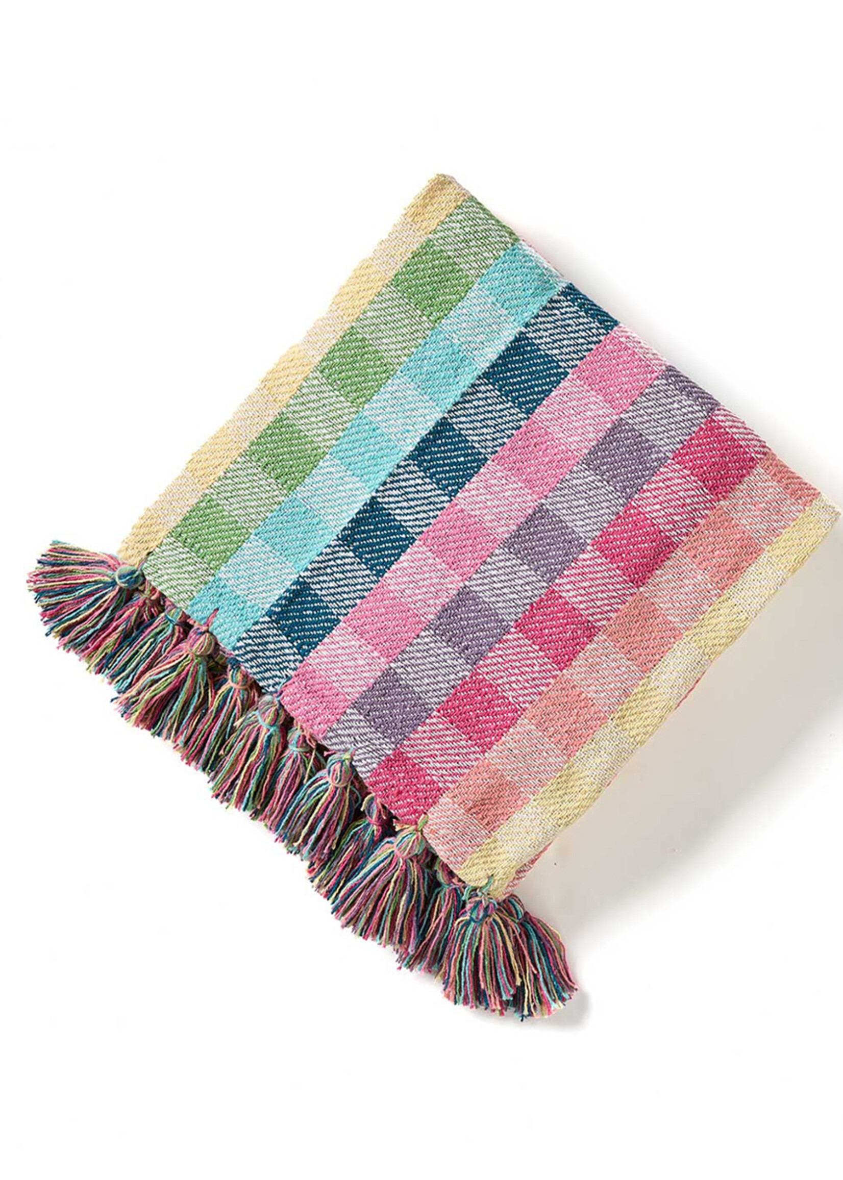 SERRV Rainbow Gingham Rethread Throw Blanket