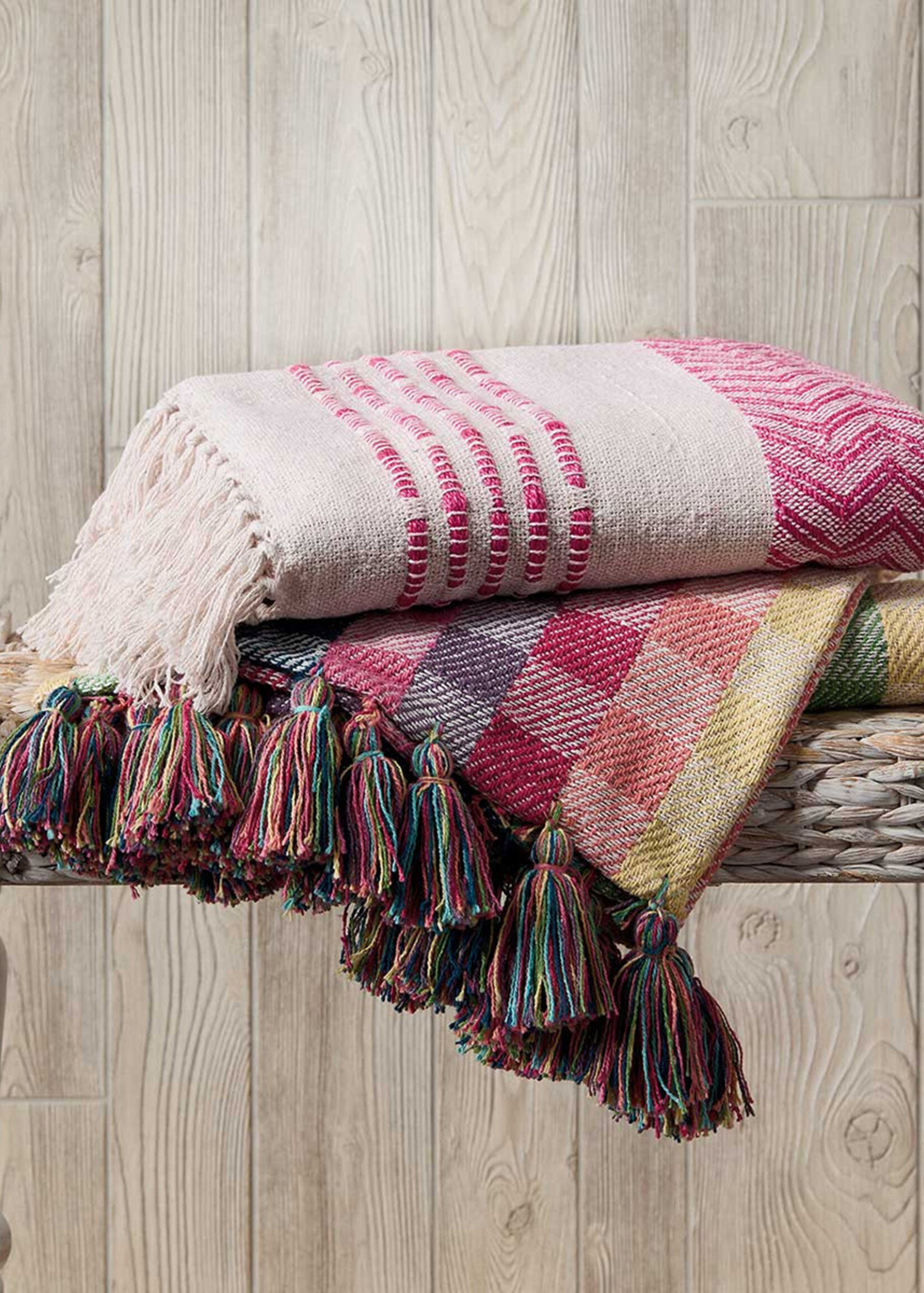 SERRV Rainbow Gingham Rethread Throw Blanket
