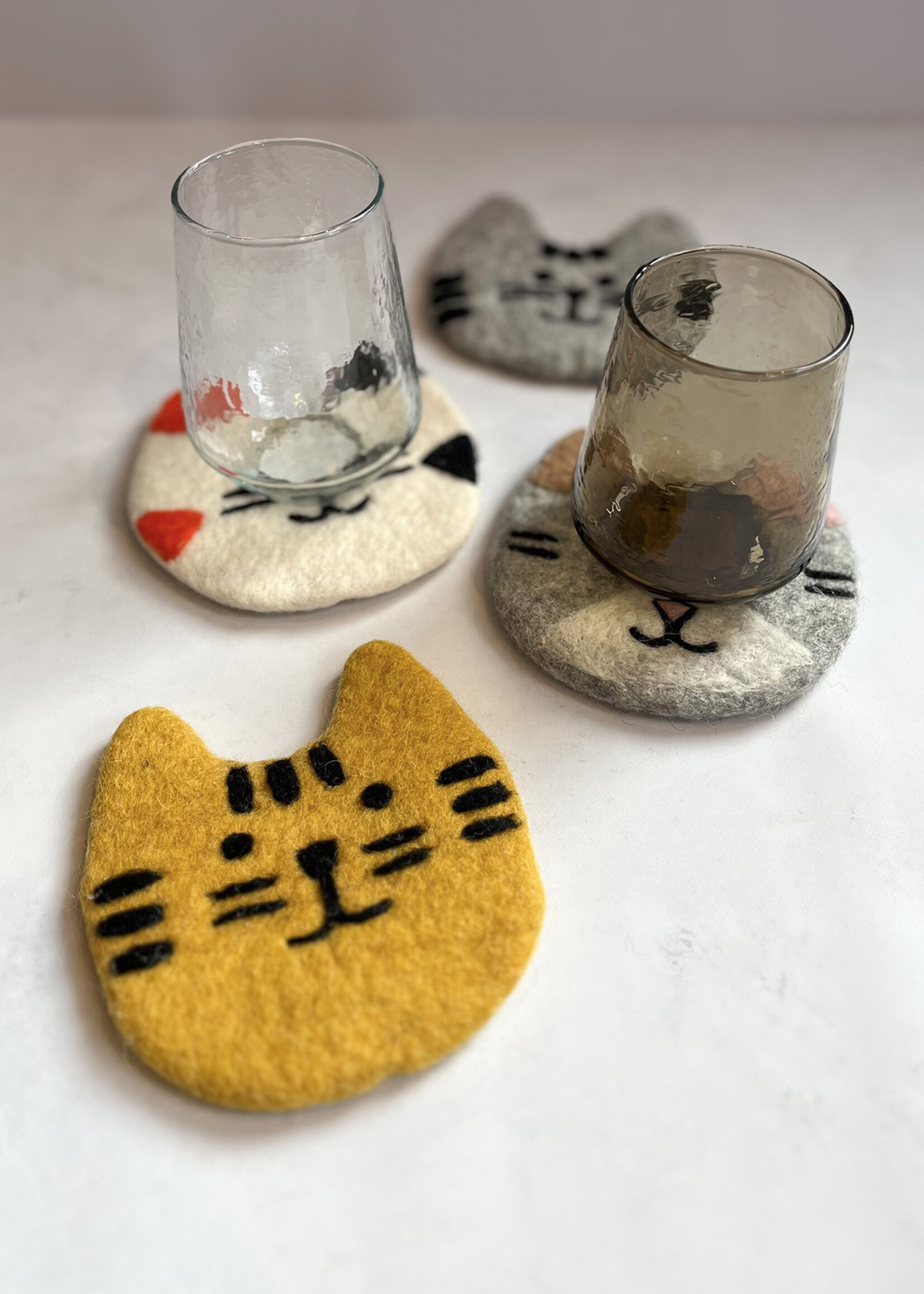 Ganesh Himal Felt Cat Coasters Set