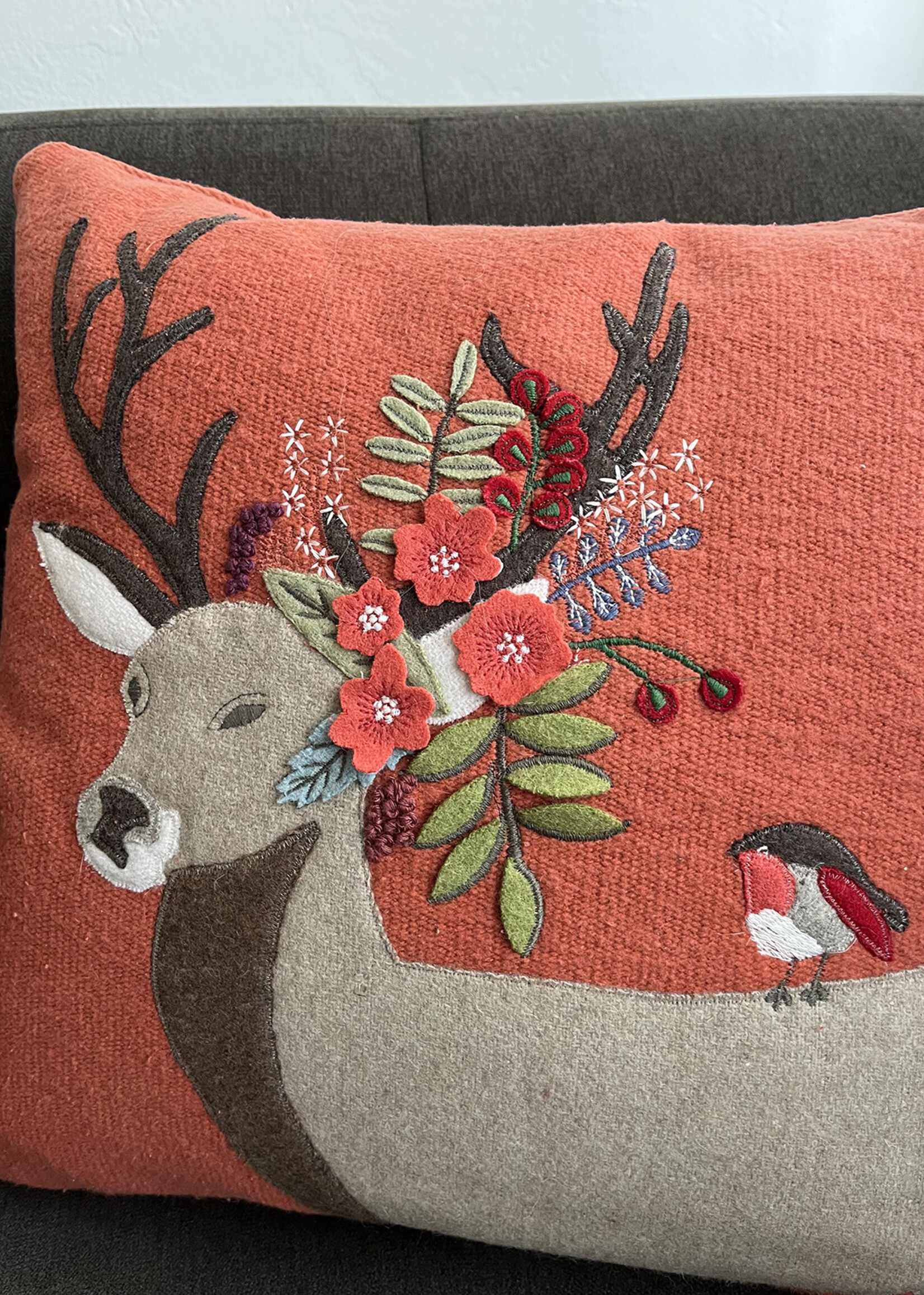 Natural Habitat 16" Reindeer and Robin Throw Pillow