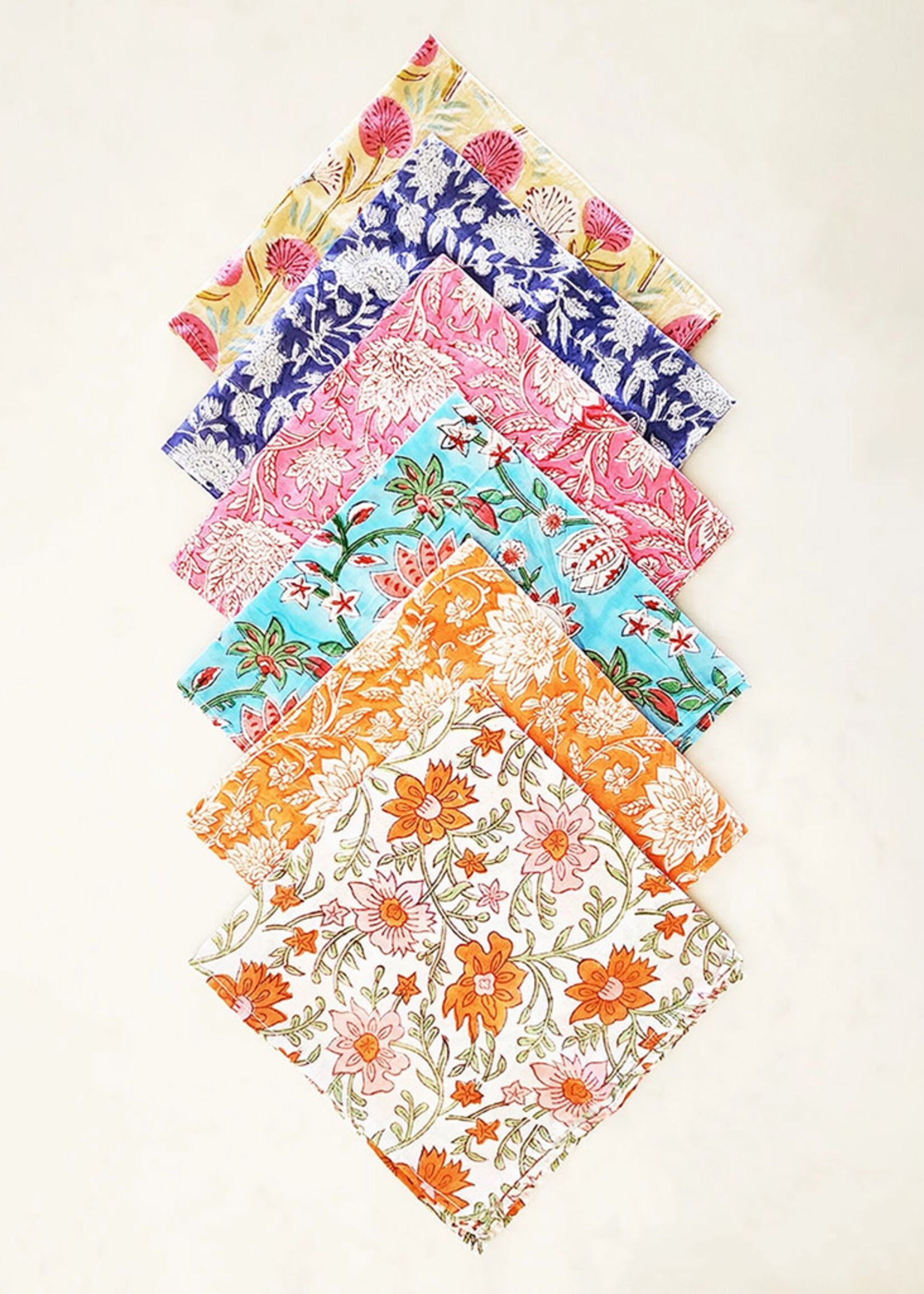Sevya Floral Block Print Napkins - Set of Six
