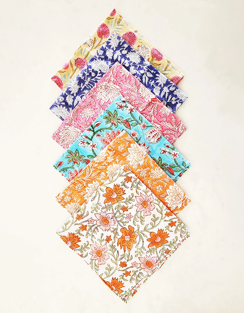 Fair Trade Floral Block Print Napkins
