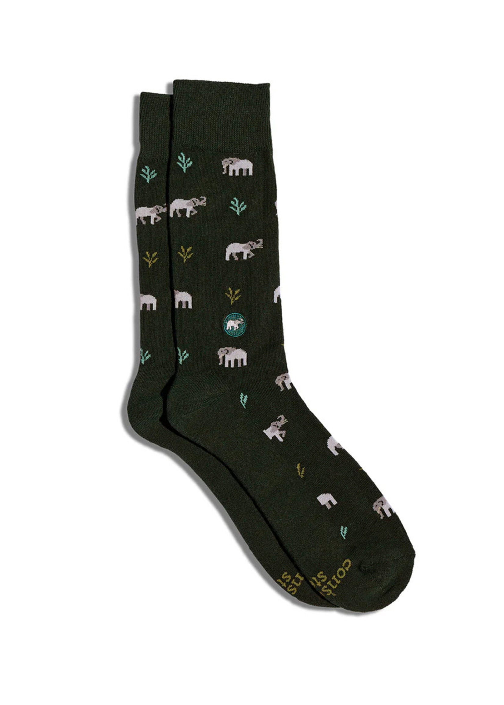 Conscious Step Women's Green Elephant Socks