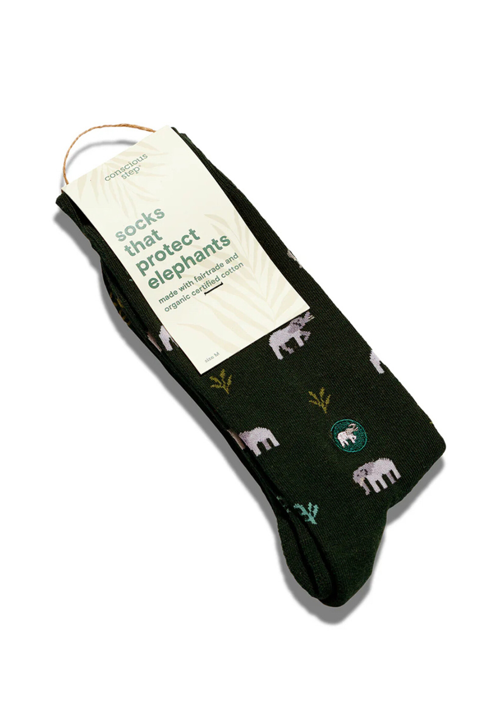 Conscious Step Women's Green Elephant Socks
