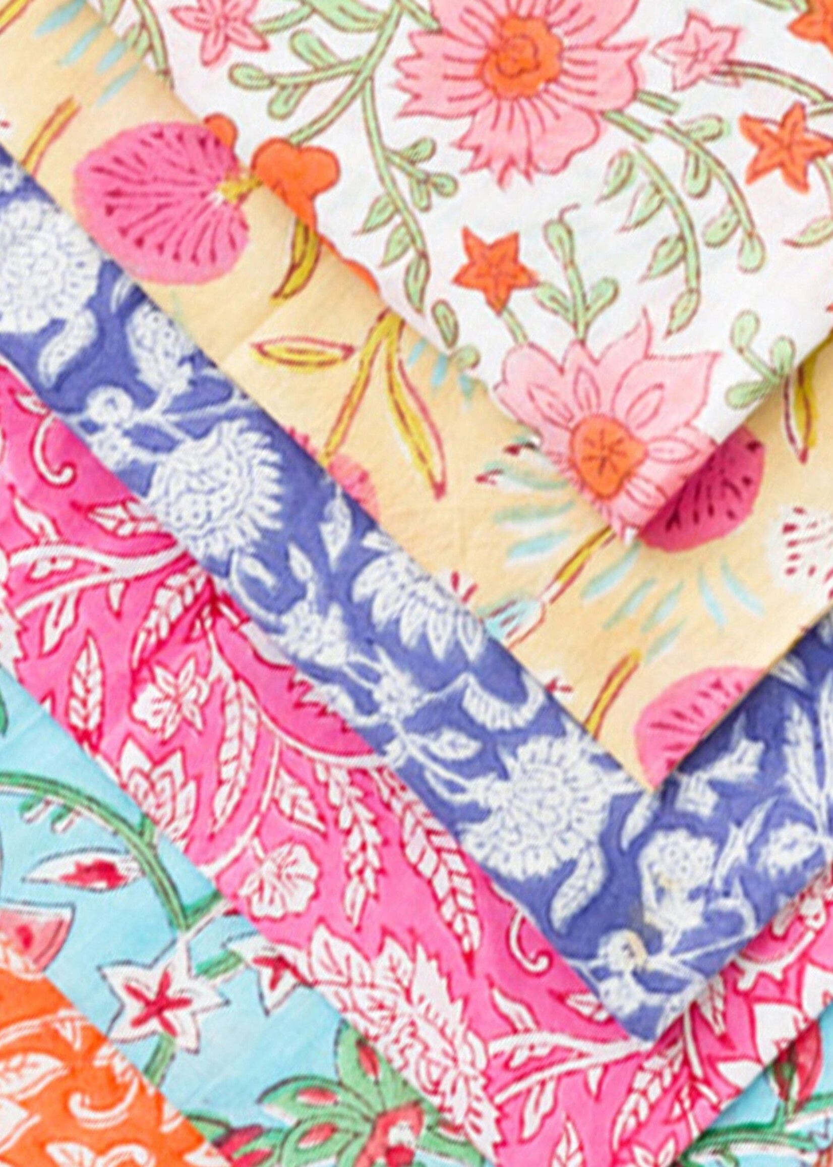 Sevya Floral Block Print Napkins - Set of Six