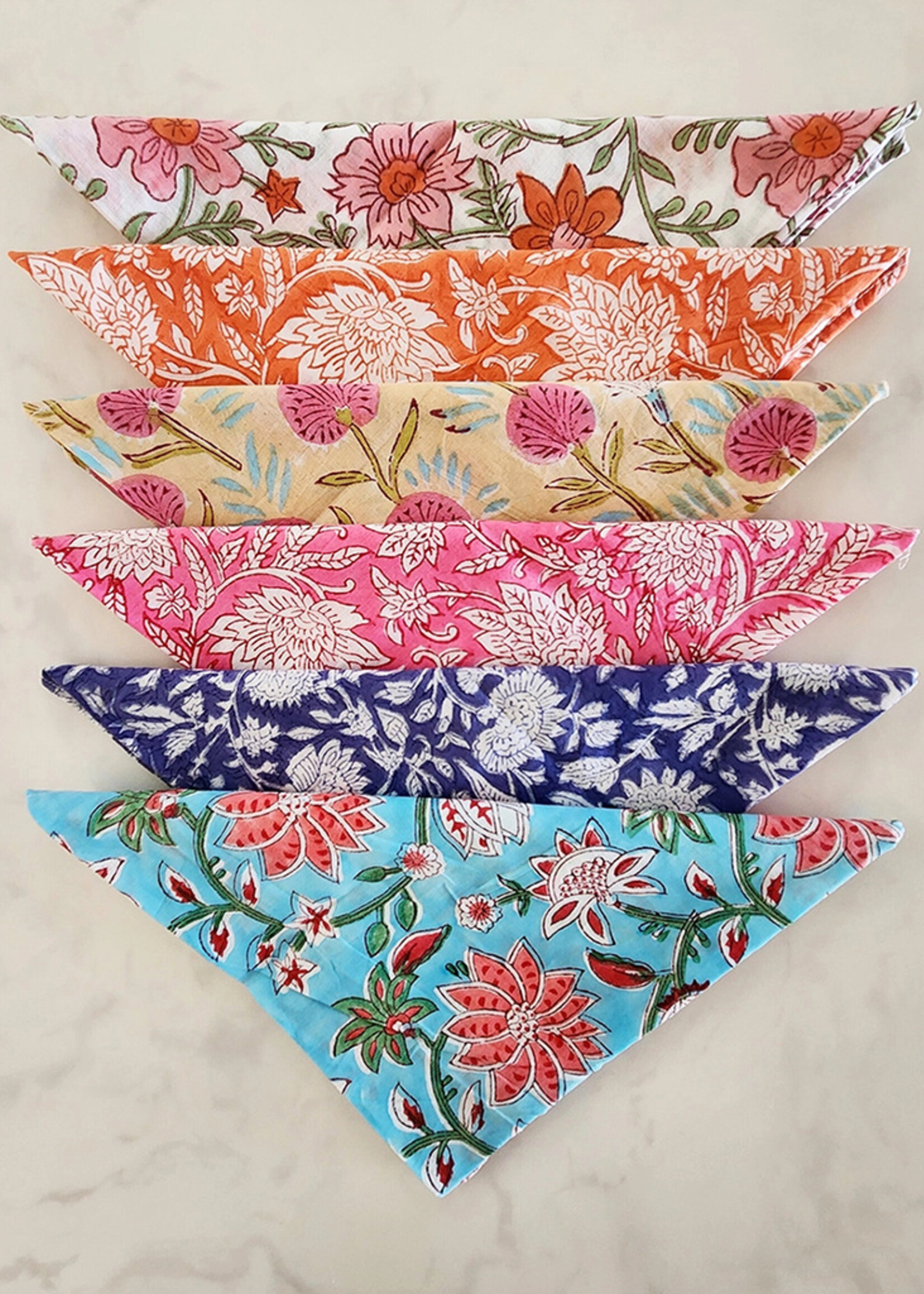 Sevya Floral Block Print Napkins - Set of Six