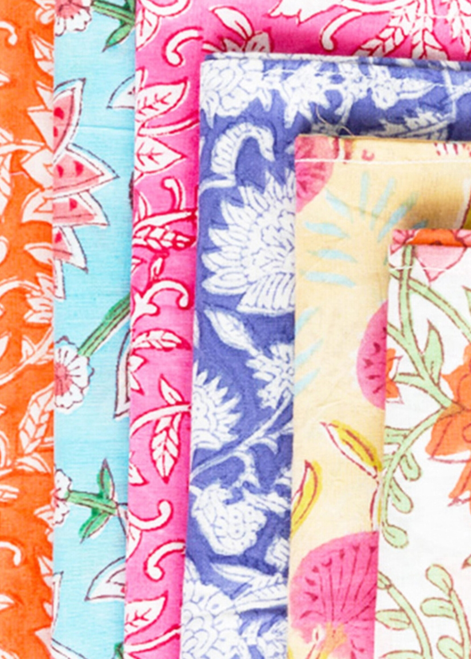 Sevya Floral Block Print Napkins - Set of Six
