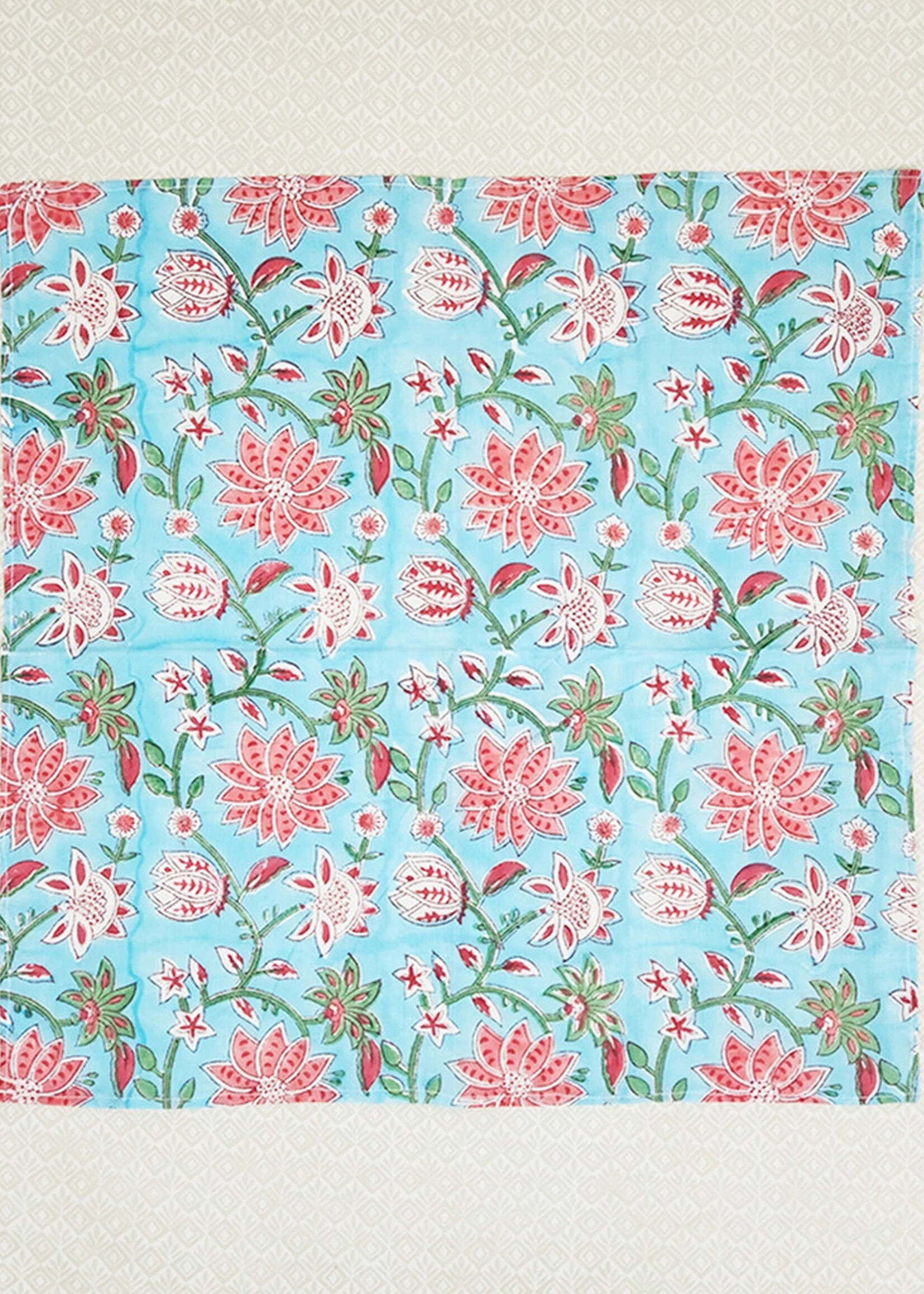 Sevya Floral Block Print Napkins - Set of Six