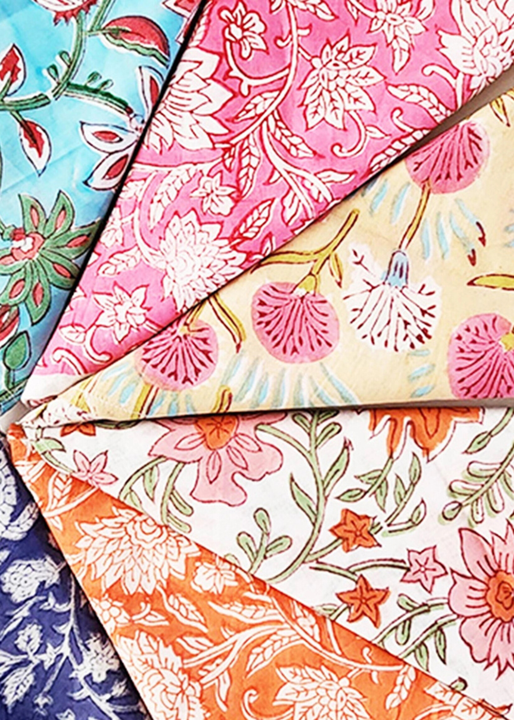 Sevya Floral Block Print Napkins - Set of Six