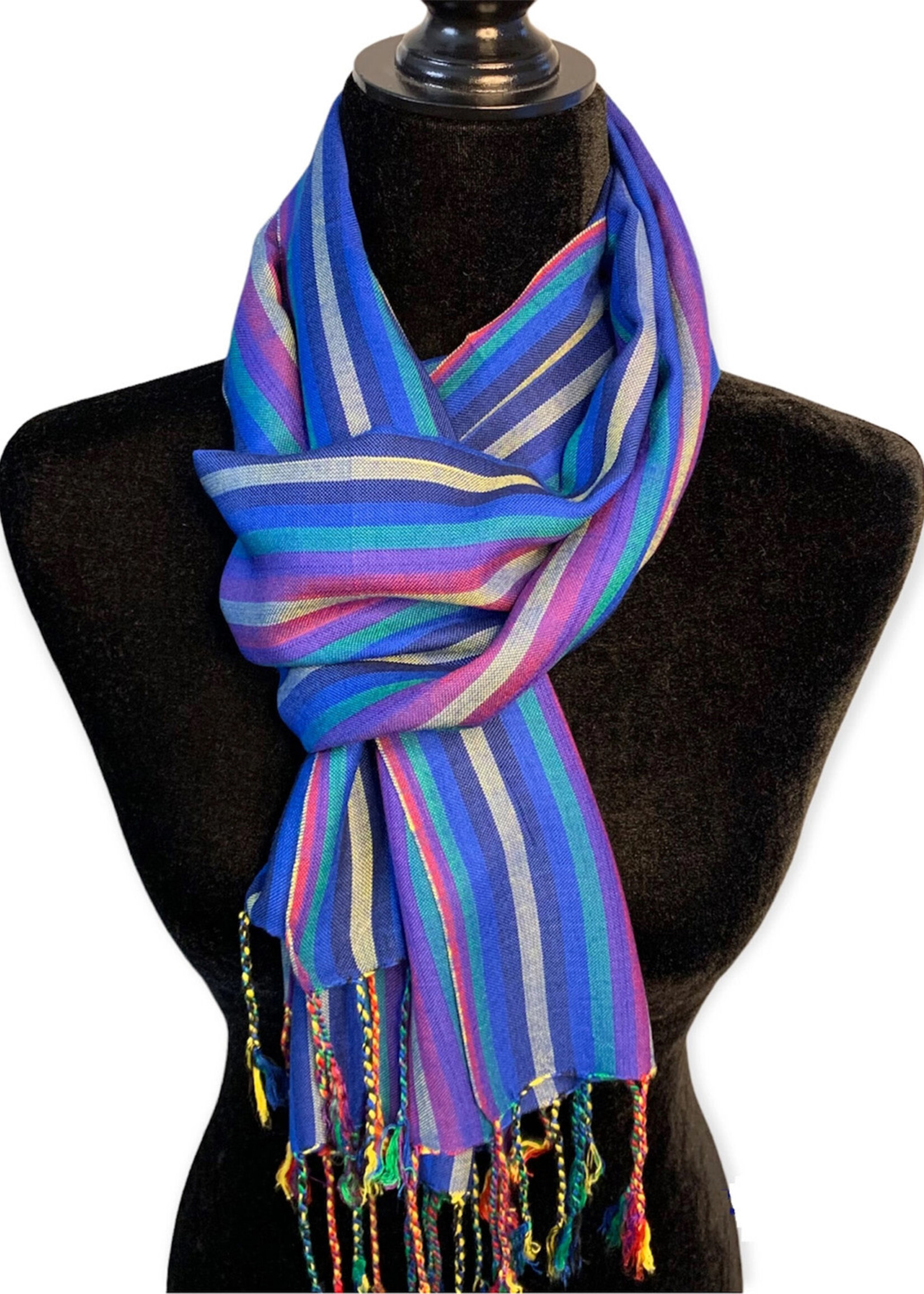 Striped Handwoven Scarf - Bamboo Viscose