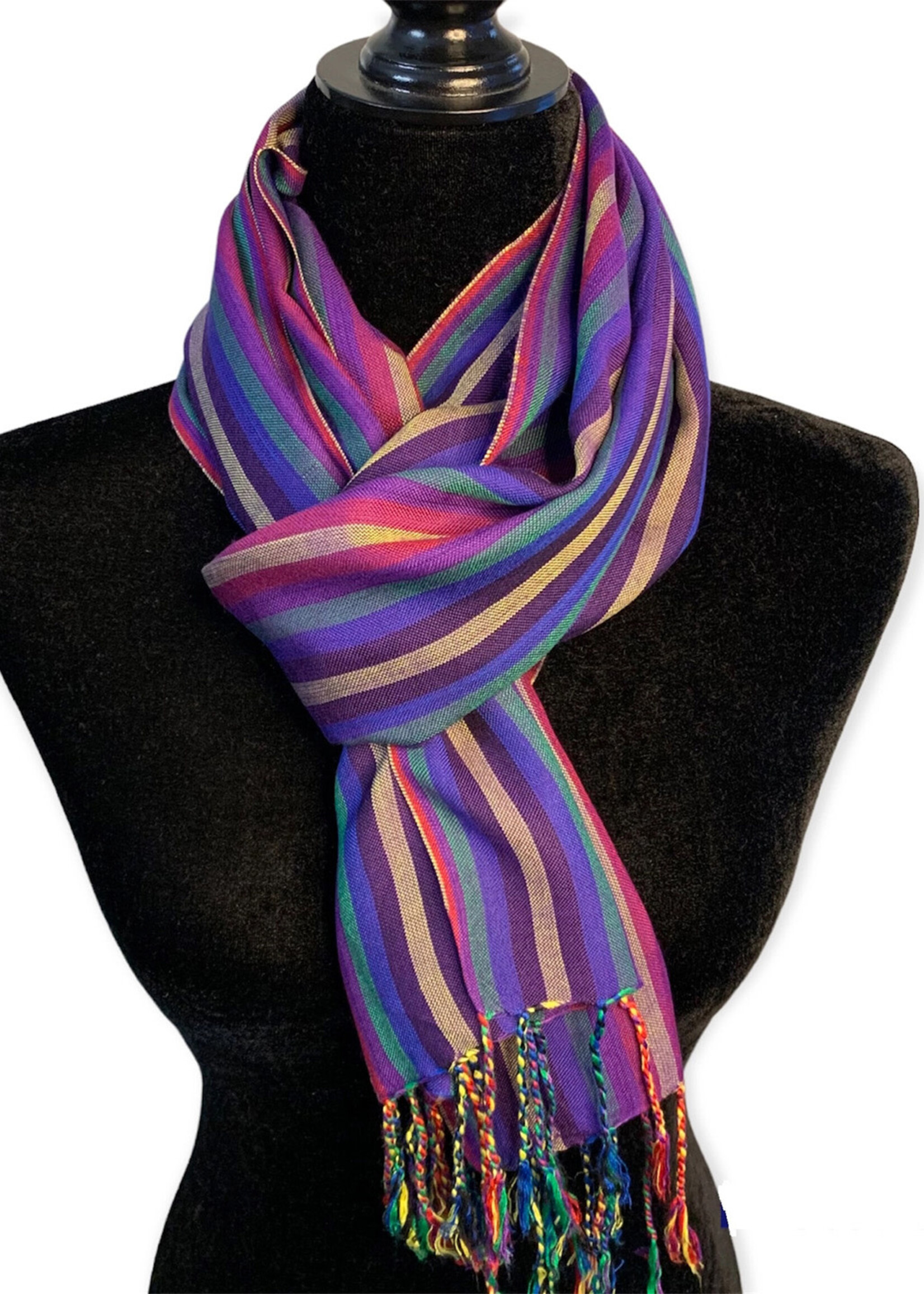 Striped Handwoven Scarf - Bamboo Viscose