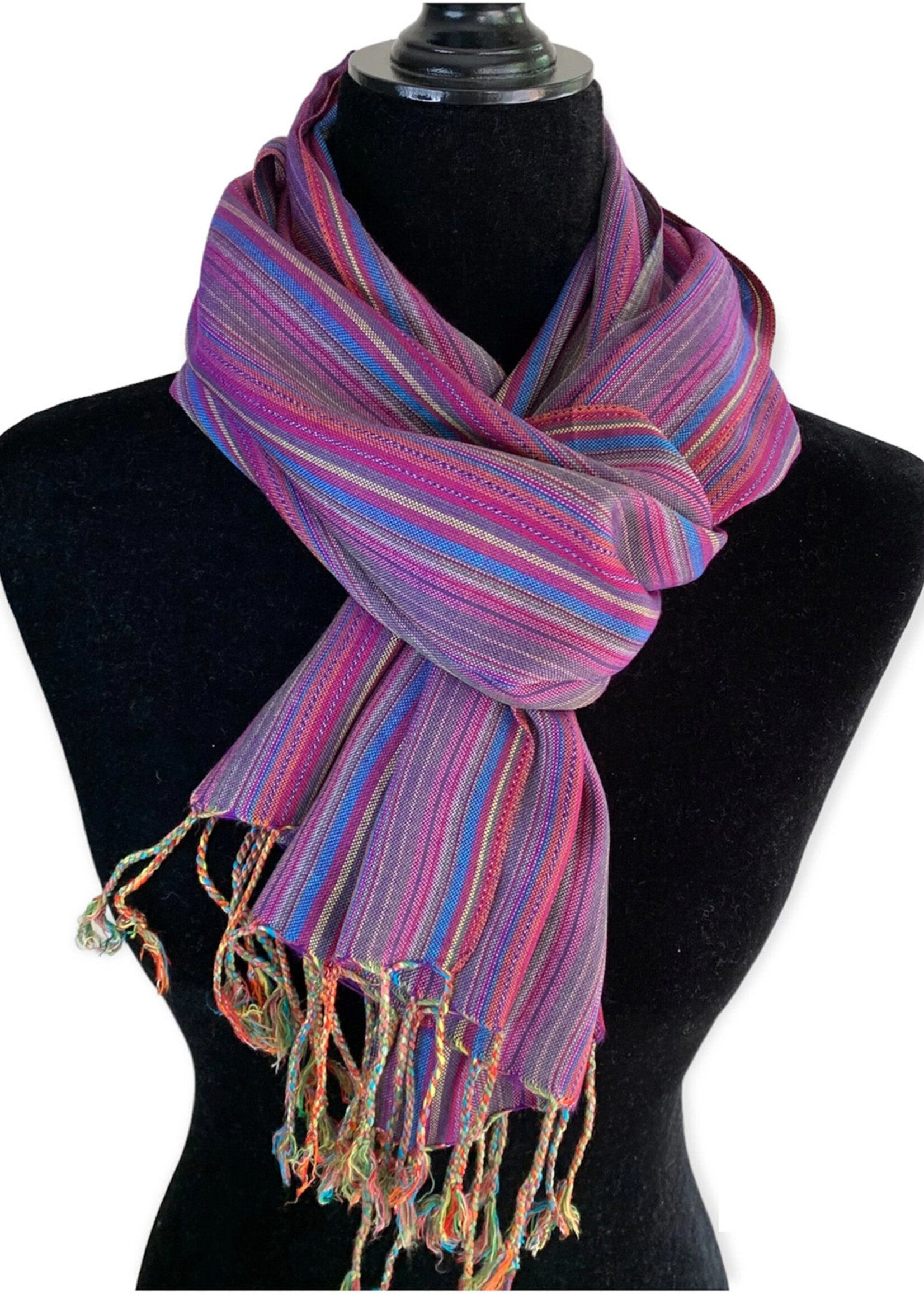 Striped Handwoven Scarf - Bamboo Viscose