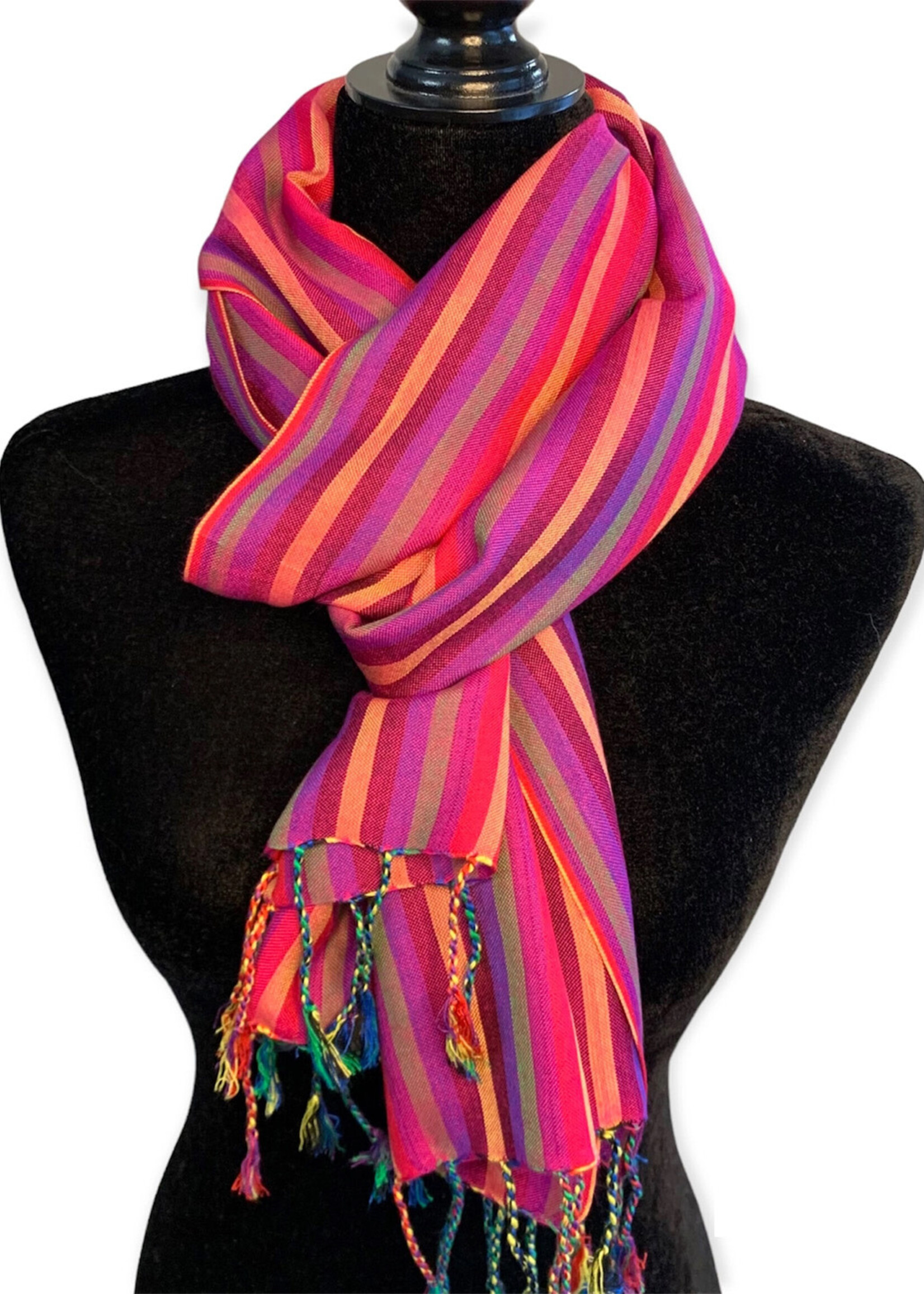 Striped Handwoven Scarf - Bamboo Viscose