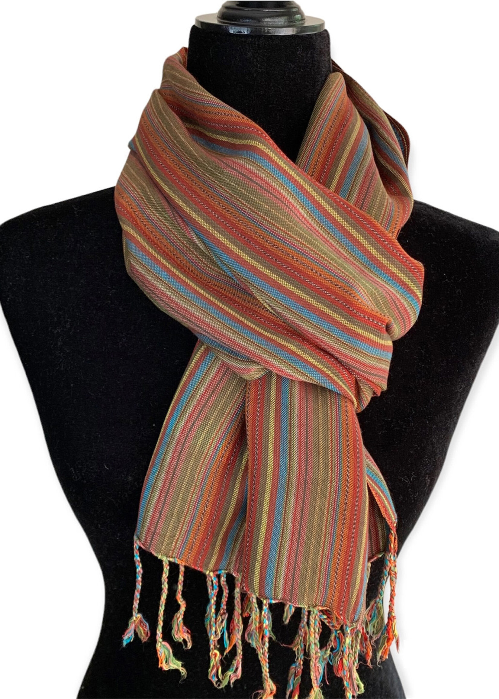 Striped Handwoven Scarf - Bamboo Viscose