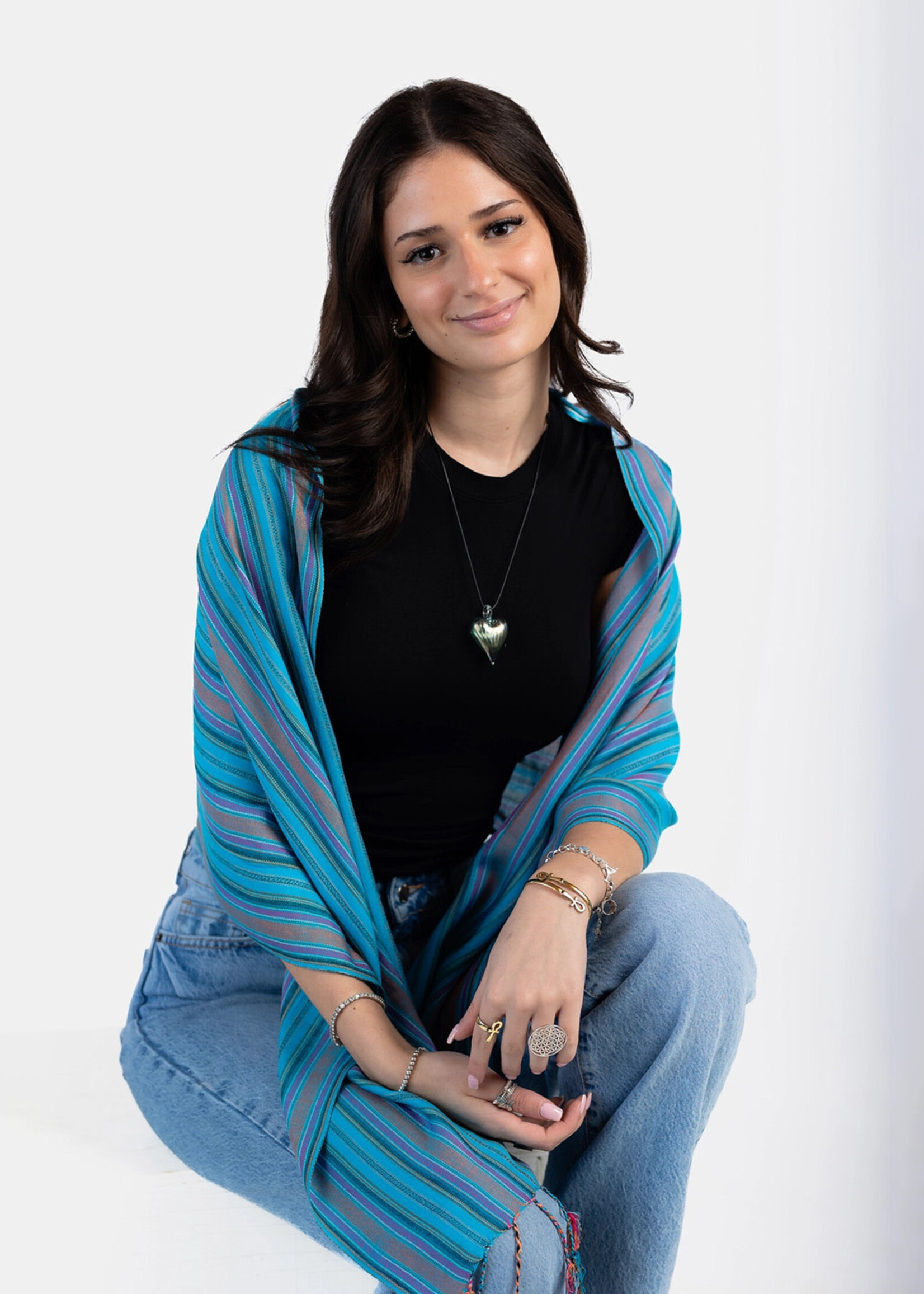 Striped Handwoven Scarf - Bamboo Viscose