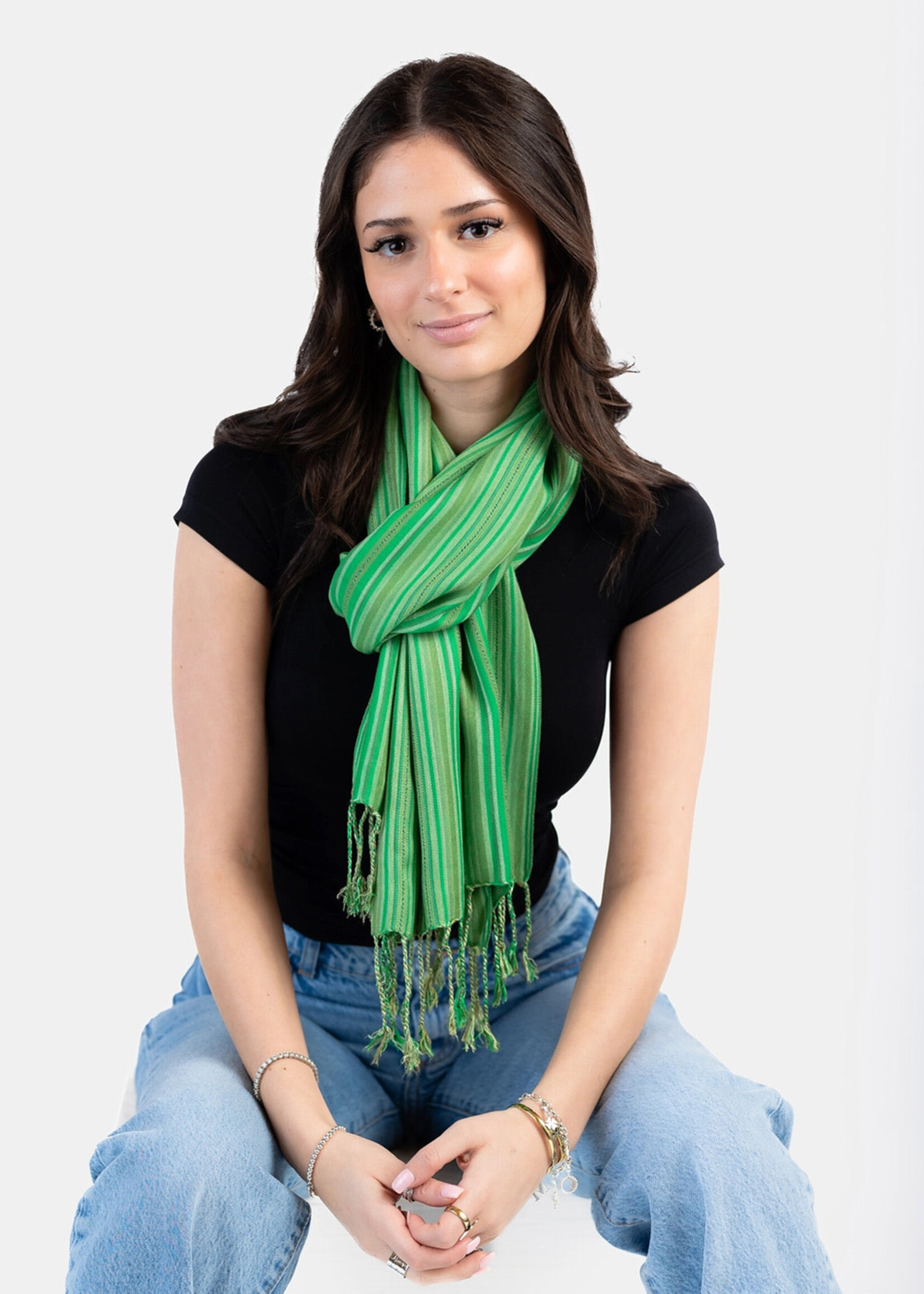 Striped Handwoven Scarf - Bamboo Viscose