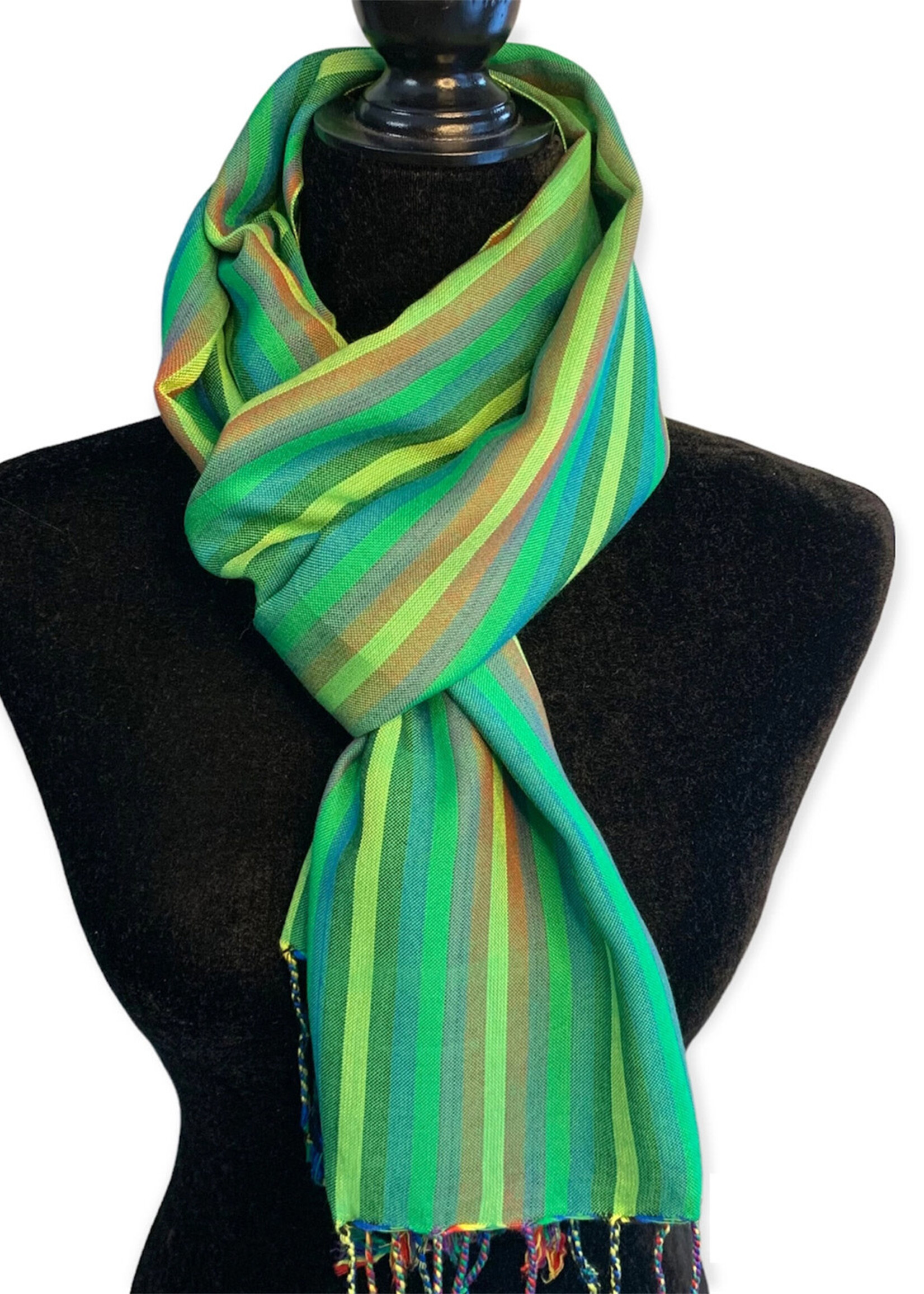 Striped Handwoven Scarf - Bamboo Viscose