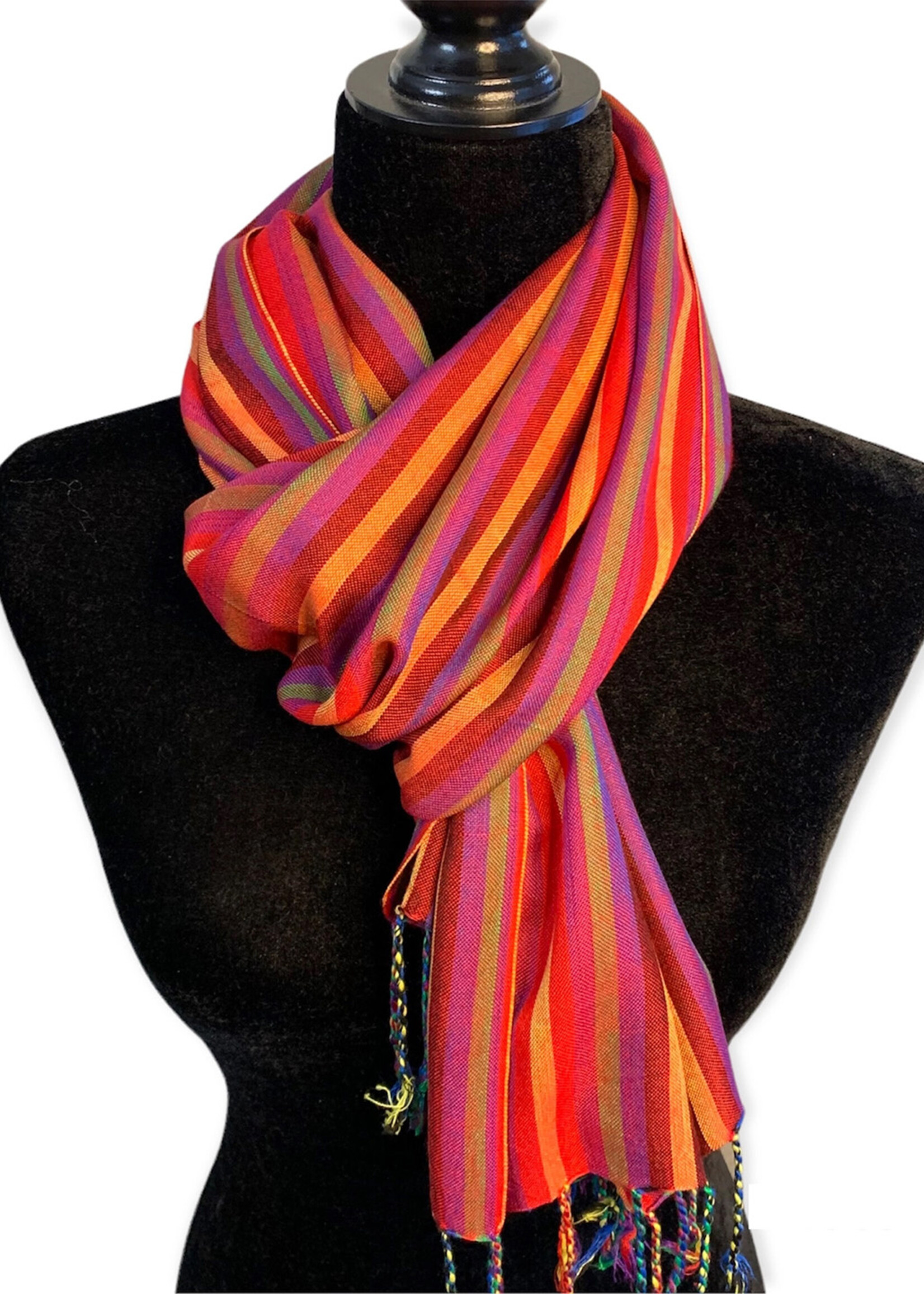 Striped Handwoven Scarf - Bamboo Viscose