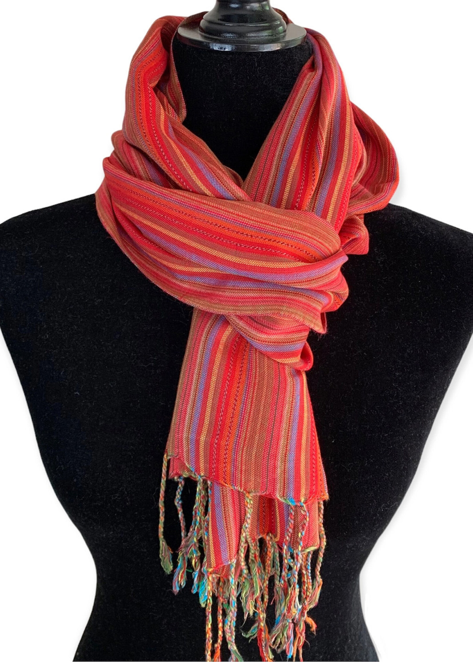 Striped Handwoven Scarf - Bamboo Viscose