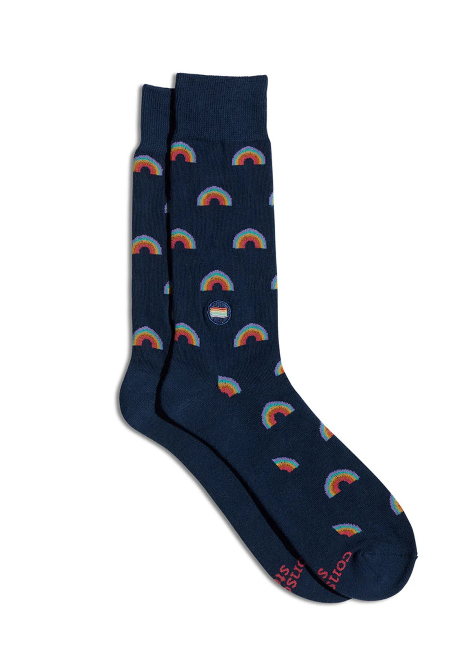 Conscious Step Men's LGBTQ Navy Rainbow Socks