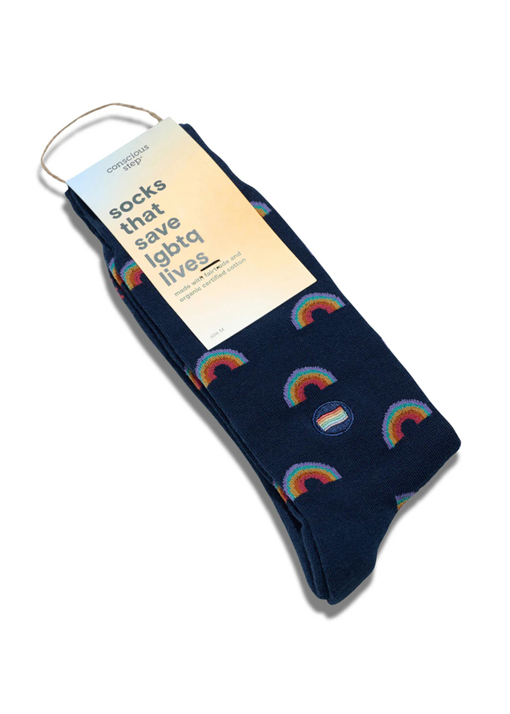 Conscious Step Women's LGBTQ Navy Rainbow Socks
